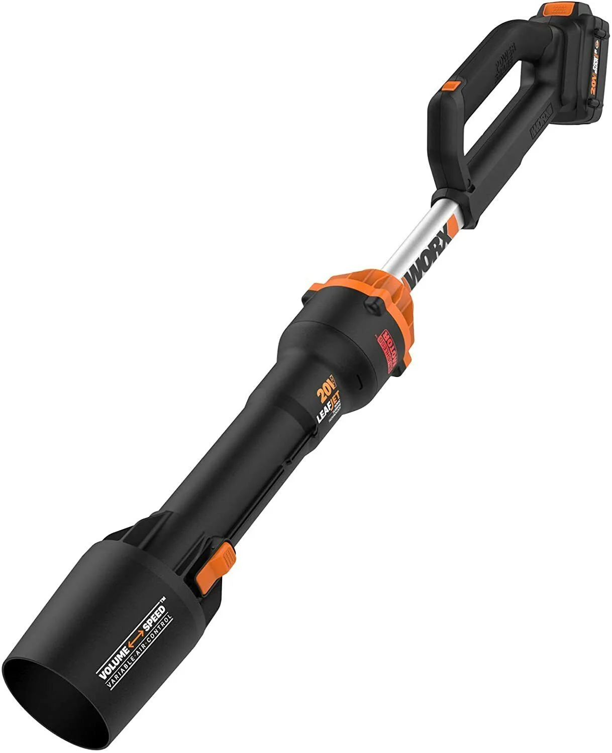 Worx WG543 LeafJet Cordless Leaf Blower, Sonic Turbine Fan, 410 CFM, 20-Volt Battery - Quantity 1