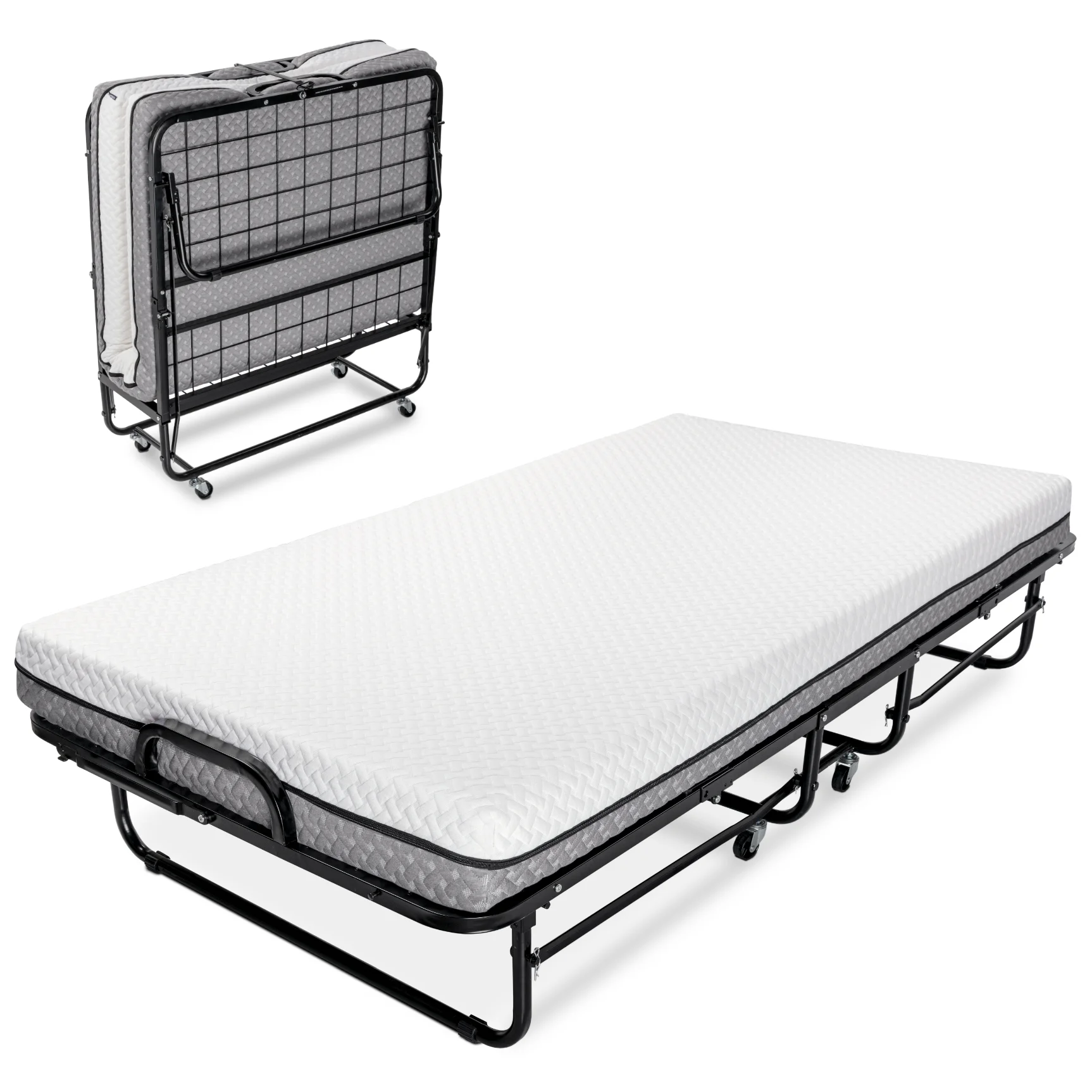 Milliard Deluxe Diplomat Folding Bed – Twin Size - with Luxurious Memory Foam Mattress and a Super Strong Sturdy Frame – 75” x 38