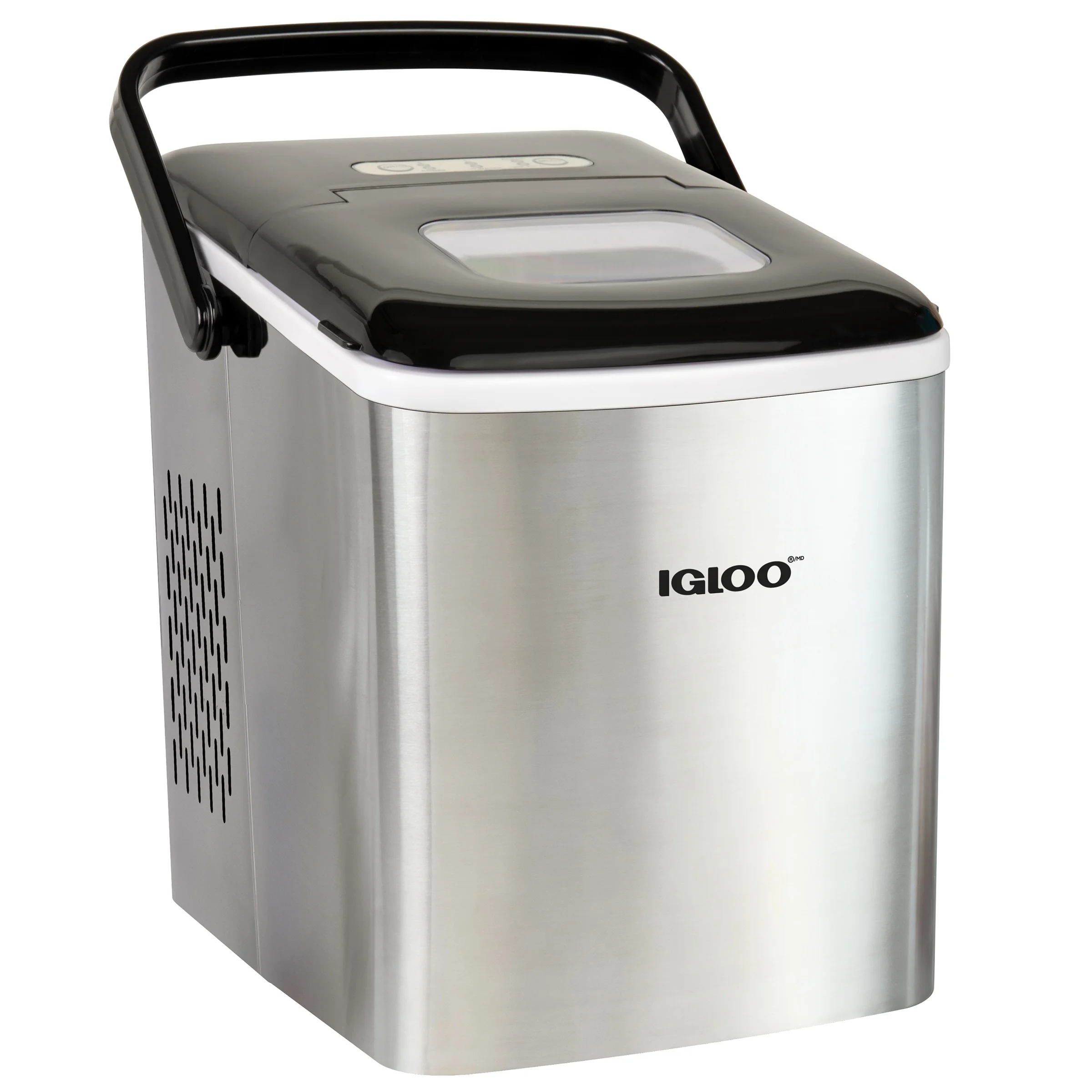 Igloo Handled Automatic Ice Machine Self Cleaning Countertop Ice Maker with Scoop, Stainless Steel