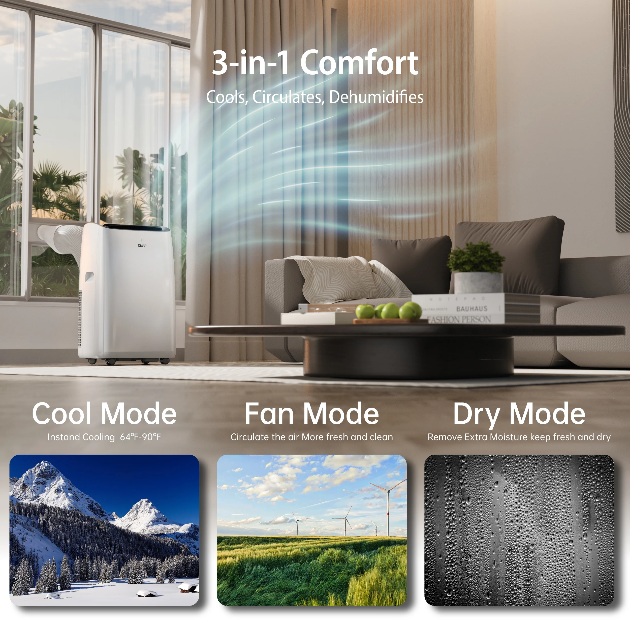 DuraComfort 12000 BTU Portable Air Conditioners, Smart AC for Room, Dehumidifier, Fan, 8150BTU(SACC)