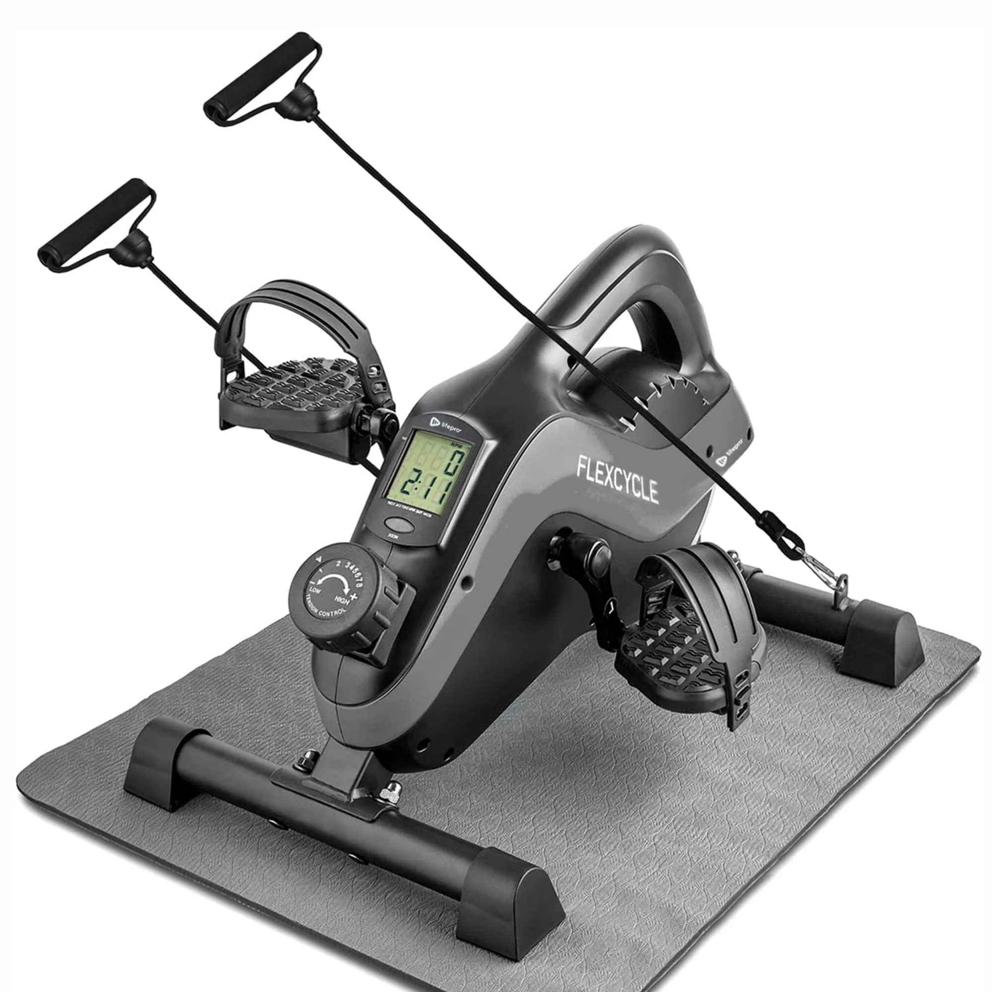 Lifepro FlexCycle Stationary Bike Pedal Exerciser Under Desk Workout Equipment, Gray
