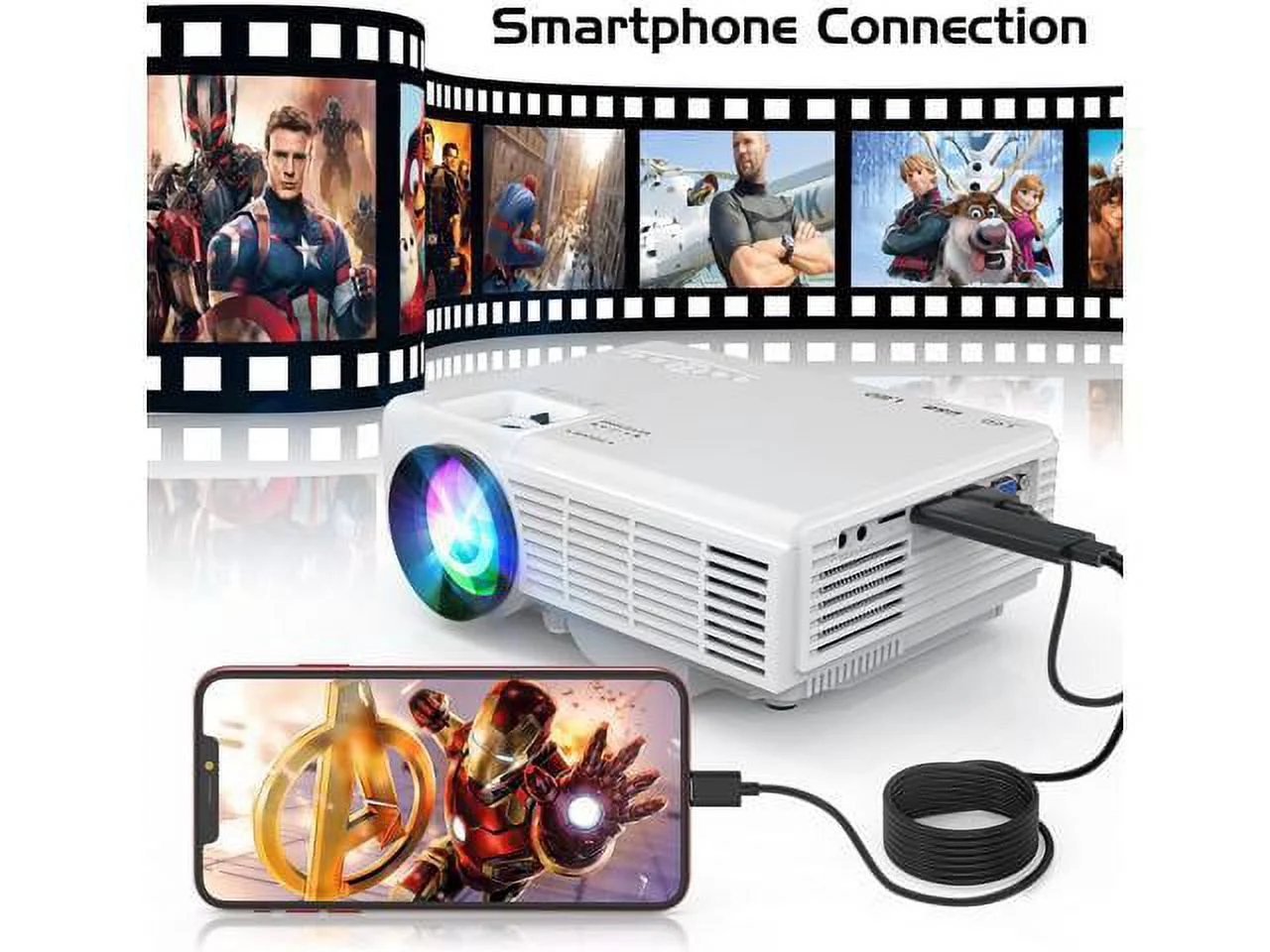 Latest Upgrade 7500Lumens Mini for Outdoor Movies, Full HD 1080P 170