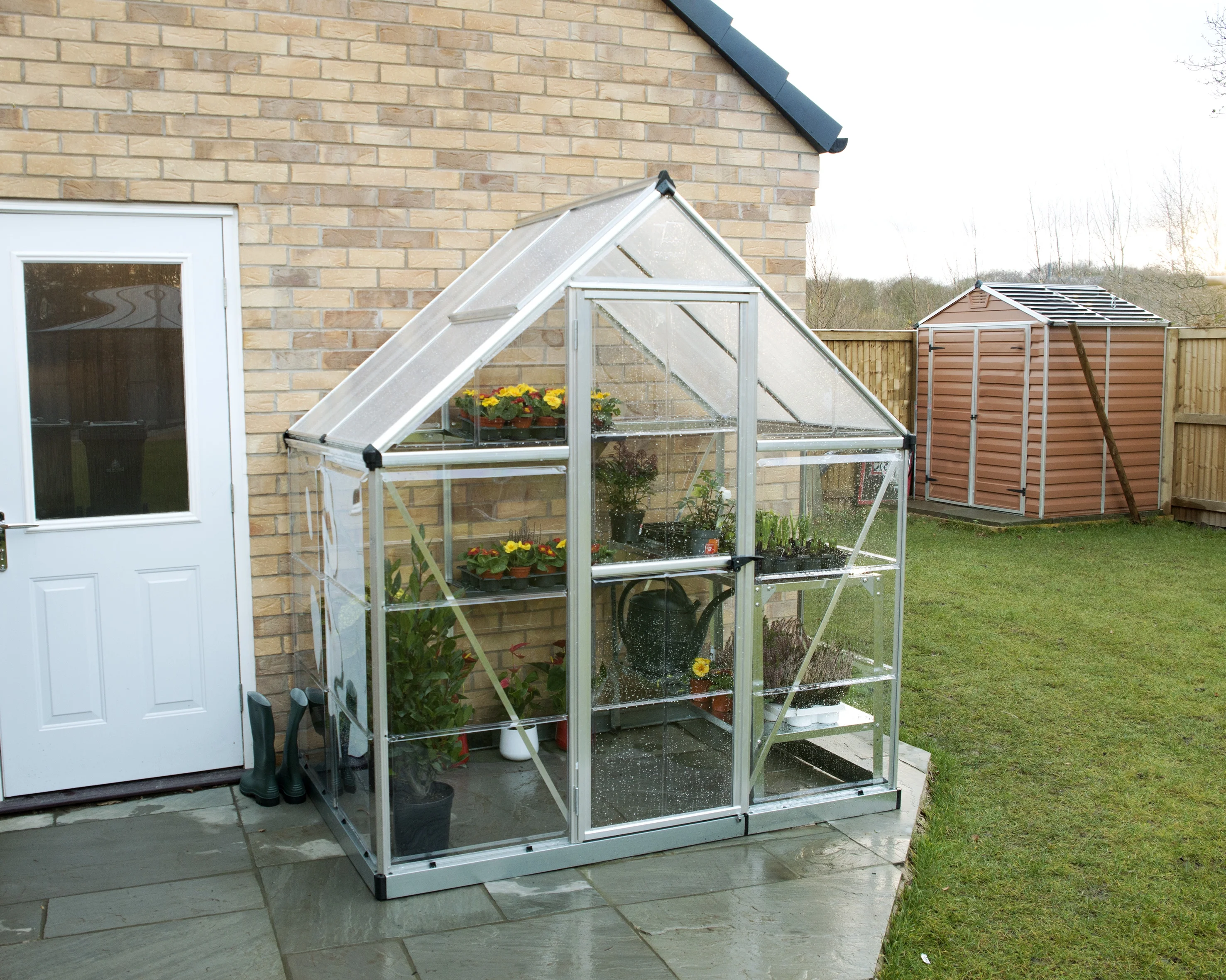 Palram - Canopia Hybrid 6' x 4' Polycarbonate/Aluminum Walk-In Greenhouse – Silver - with Roof Vent