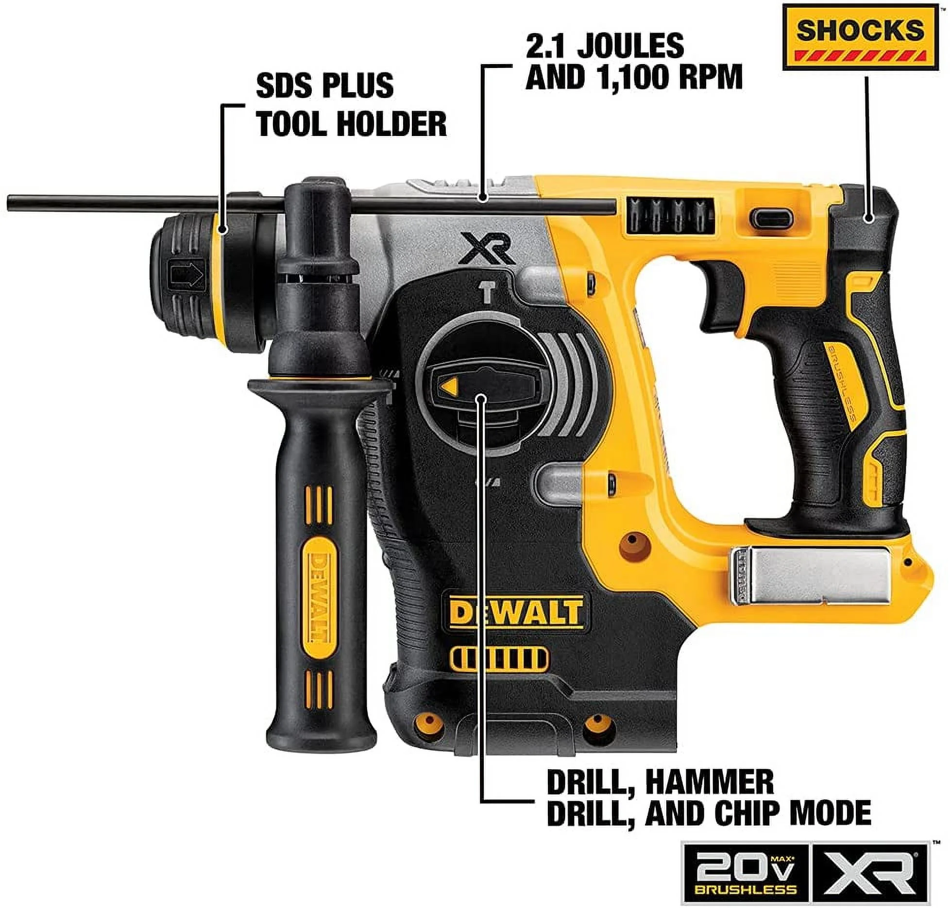 DeWalt DCH273B 20V MAX Cordless Lithium-Ion Brushless SDS 3-Mode 1 in. Rotary Hammer (Bare Tool)