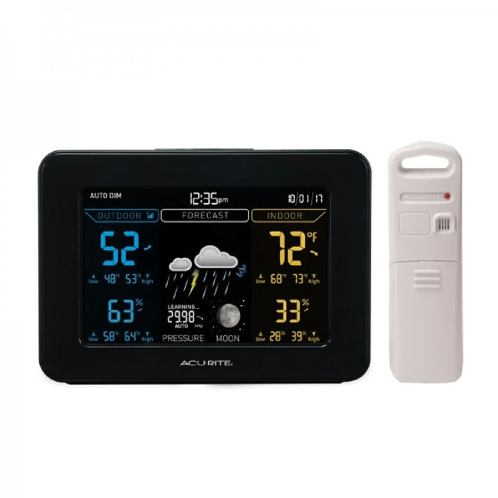 Acurite 02027A1 Color Weather Station with Temperature, Humidity Monitor, and Weather Forecaster (Dark Theme)