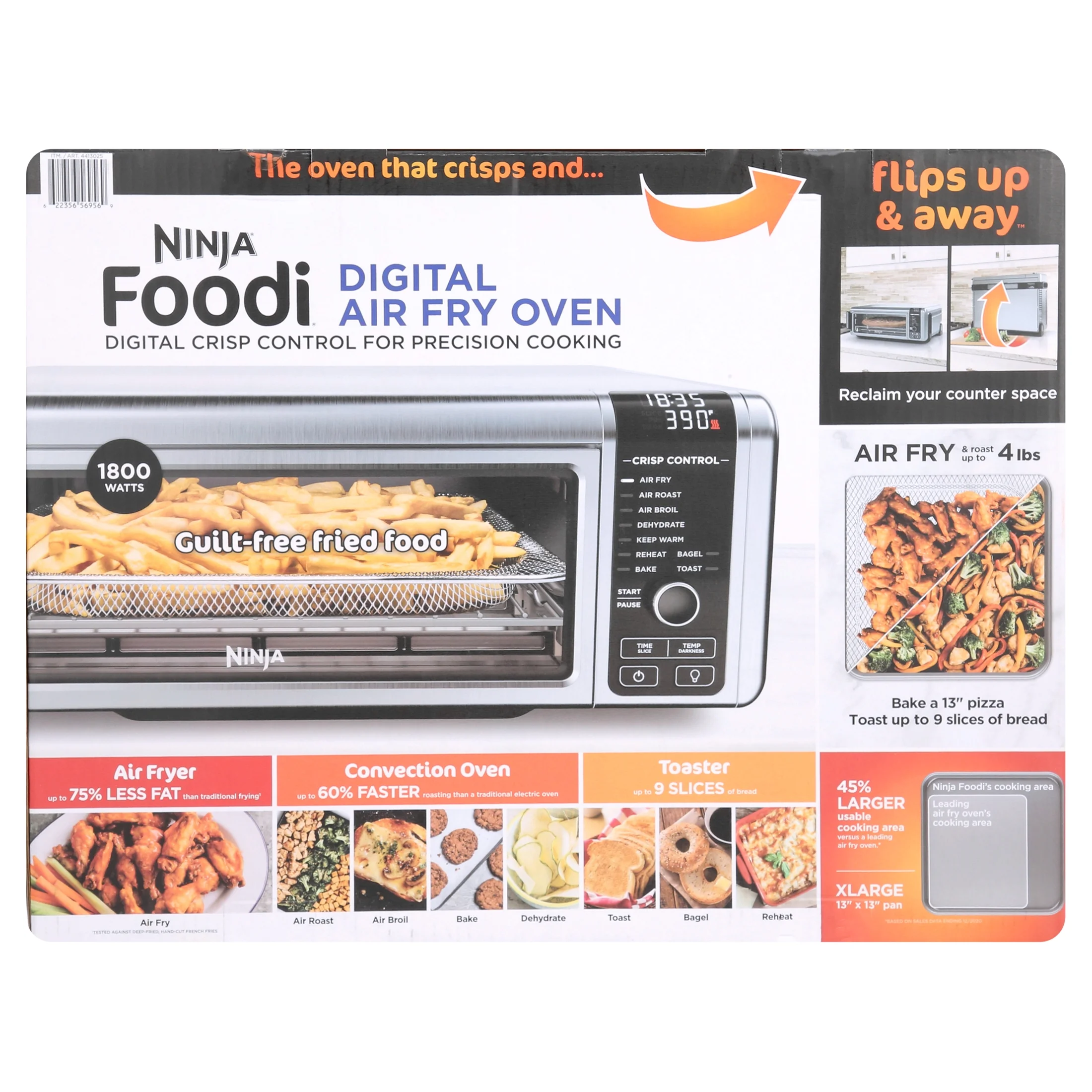 Ninja FT102A Foodi 9-in-1 Digital Air Fry Oven with Convection Oven, Toaster, Air Fryer