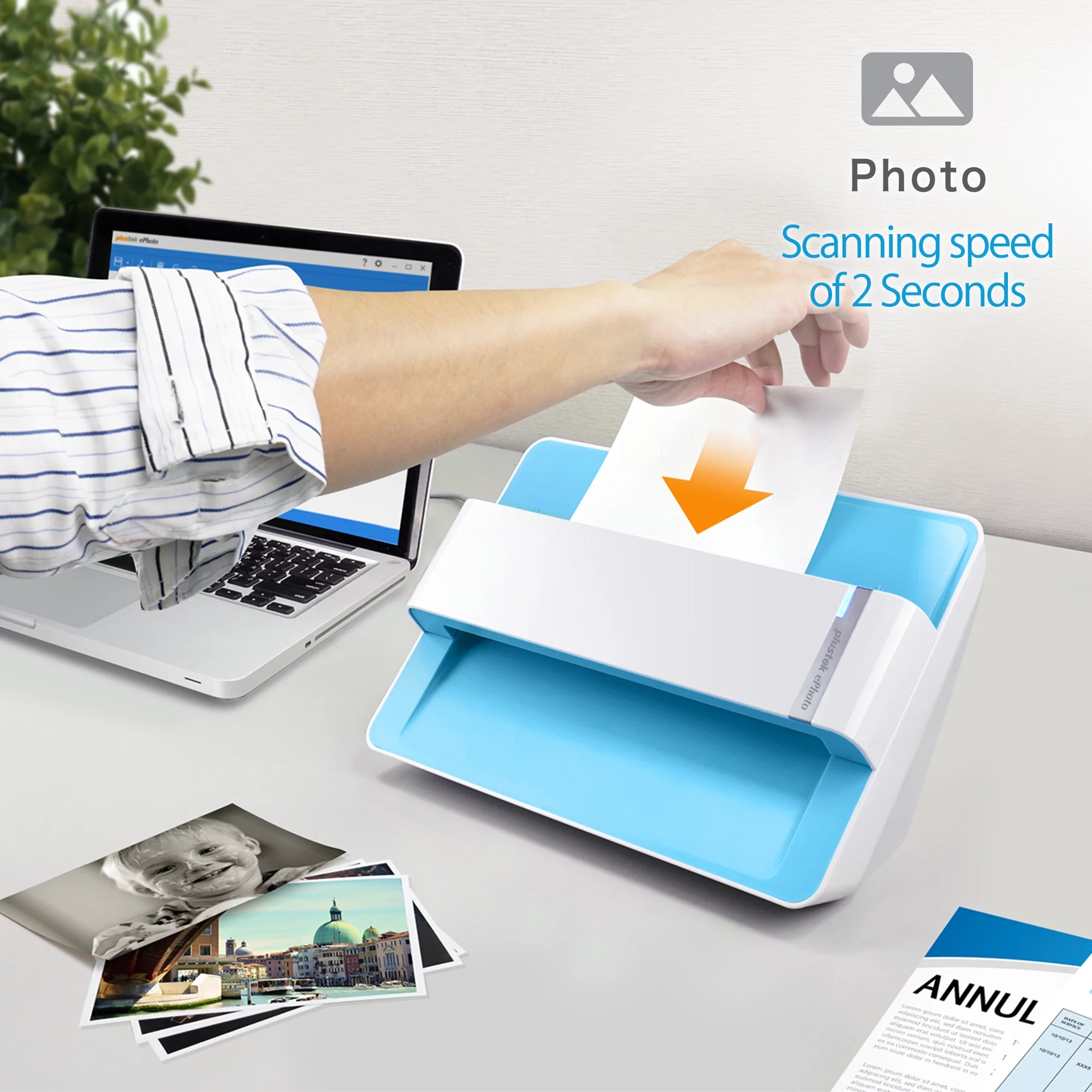 Plustek Photo Scanner - ephoto Z300, Scan 4x6 Photo in 2sec, Auto Crop and Deskew with CCD Sensor. Support Mac and PC