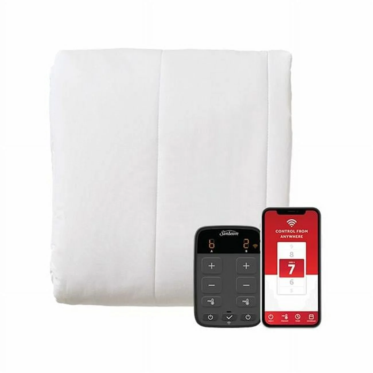 Sunbeam Electric Mattress Pad with Dual Digital Controller & Wi-Fi Connection - Queen Size