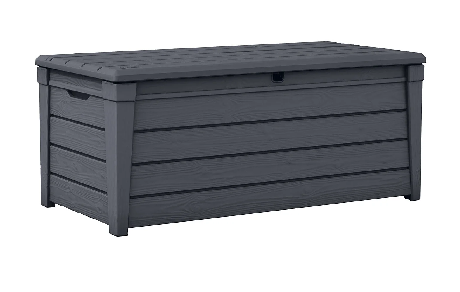 Keter Brightwood 120 Gallon Durable Weatherproof Resin Deck Box Organization and Storage for Outdoor Patio and Lawn, Anthracite Gray