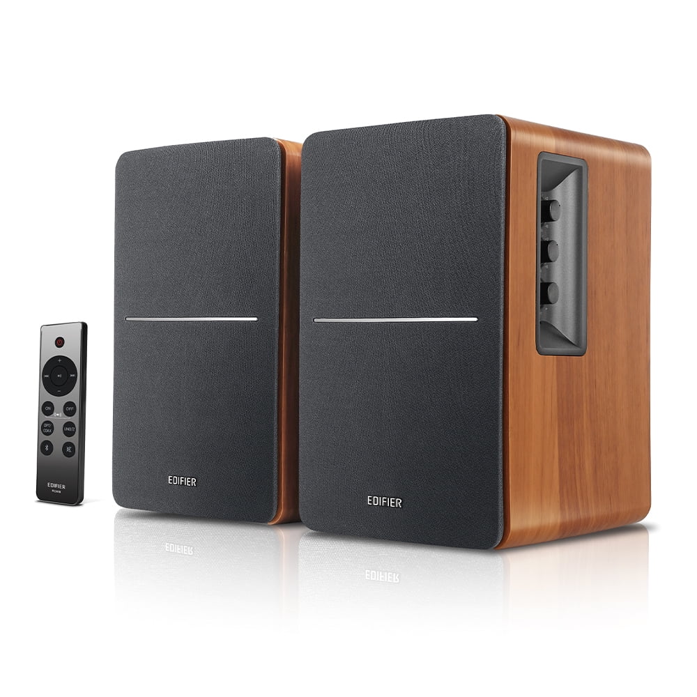 Edifier R1280DBs Active Bluetooth Bookshelf Speakers - Optical Input - 2.0 Wireless Studio Monitor Speaker - 42W RMS with Subwoofer Line Out - Wood Grain