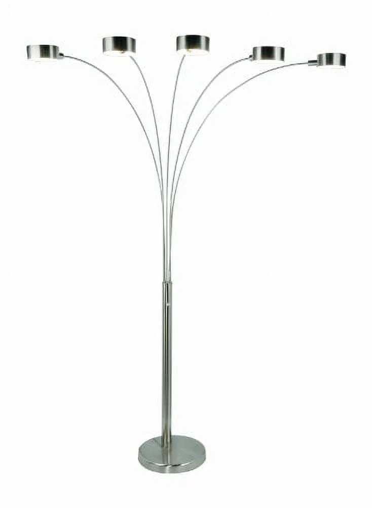 Artiva USA Micah - Modern & Stylish - 5 Arc Brushed Steel Floor Lamp w/ Dimmer Switch, 360 Degree Rotatable Shades - Dim Opt