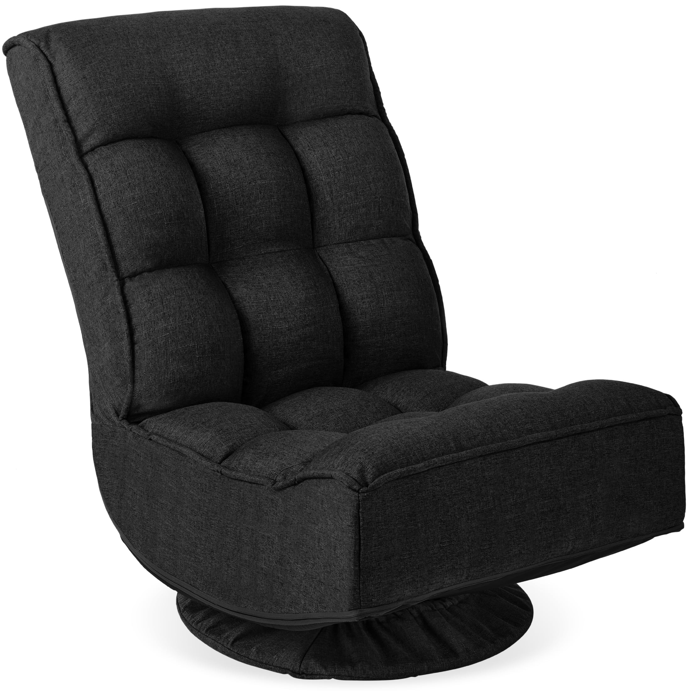 Best Choice Products Folding Floor Gaming Chair for Home, Office w/ 360-Degree Swivel, 4 Positions - Black