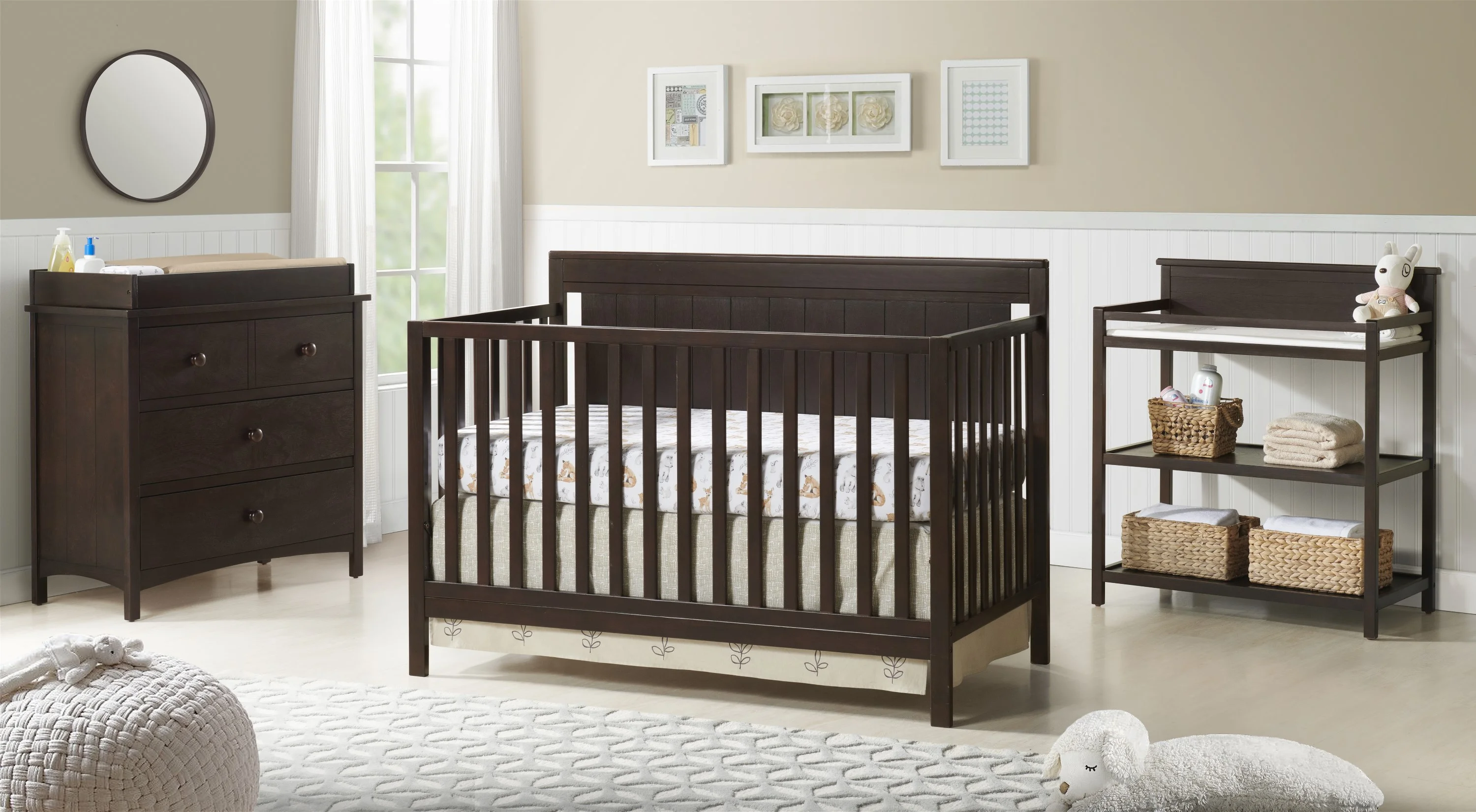 Oxford Baby Lazio 4-in-1 Convertible Crib, Espresso Brown, GREENGUARD Gold Certified, Wooden Crib