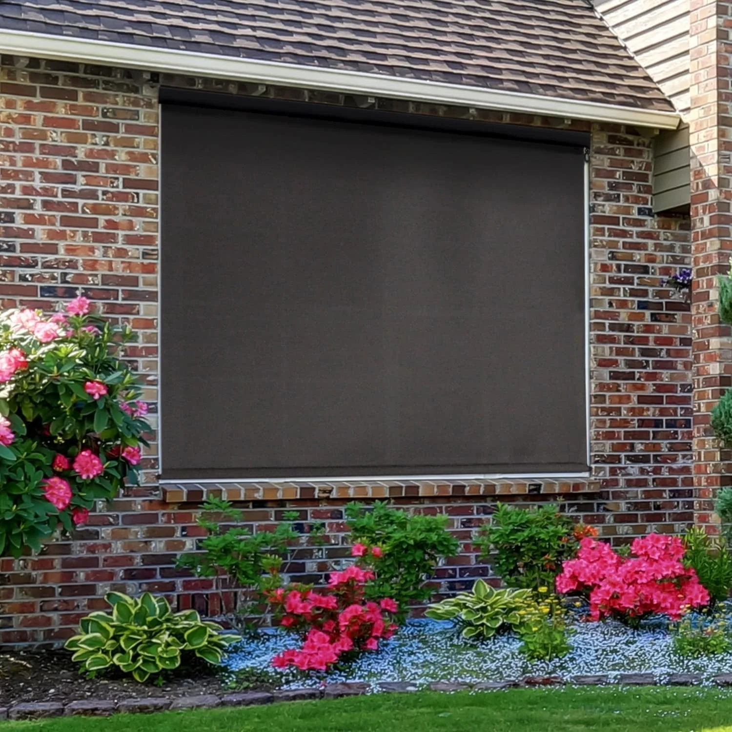 Keystone Fabrics Noble Shades Premium Outdoor Sun Shade 100 Inches & Over Black Walnut 120 in w x 96 in l Fabric