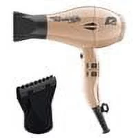 Parlux Advance Light Gold Ionic and Ceramic Hair Dryer and M Hair Designs Hot Blow Attachment Black (Bundle - 2 Items)