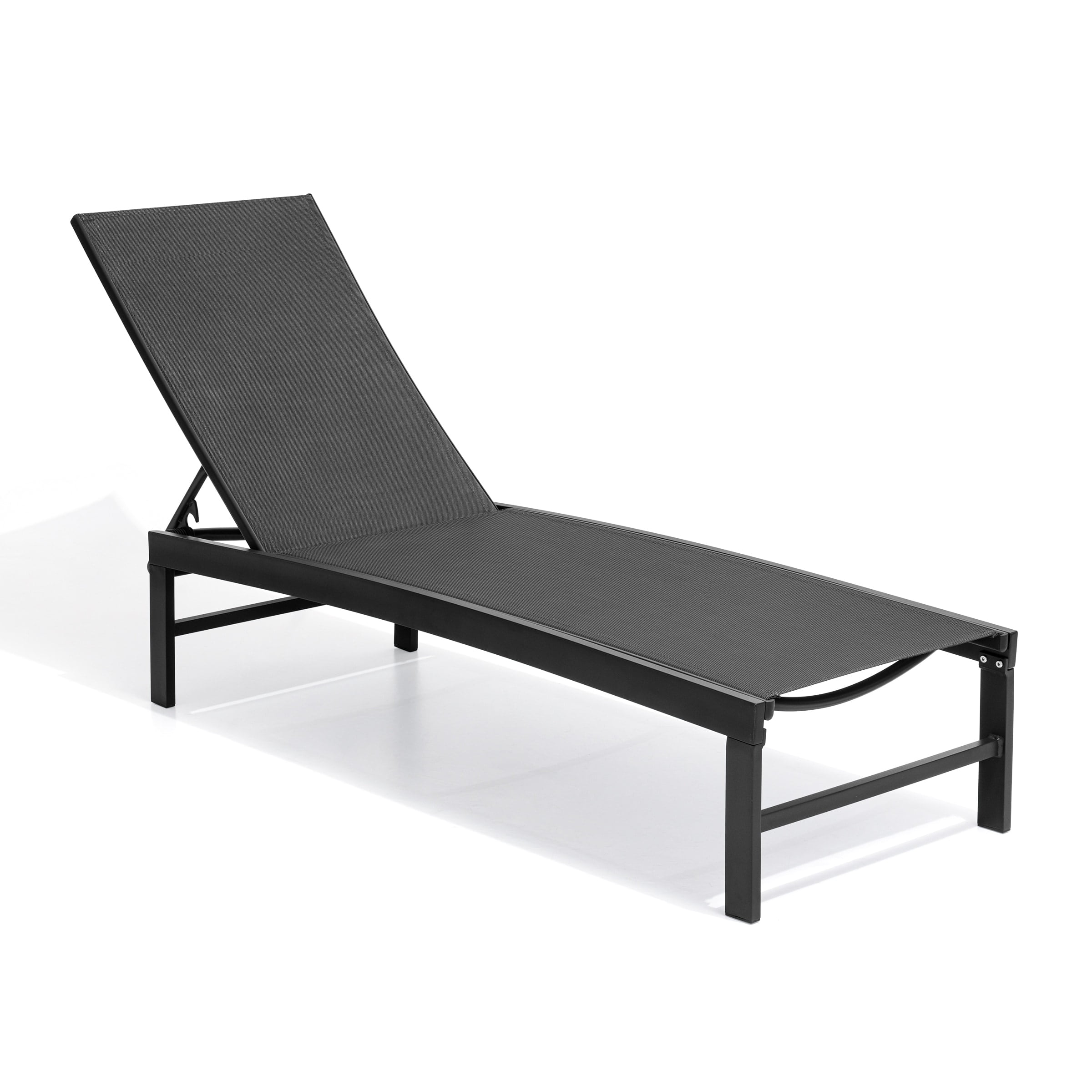 Crestlive Products Outdoor Pool Lounger Aluminum All-weather Adjustable Chaise Lounge Chair - See Picture Black Fabric, Black Frame