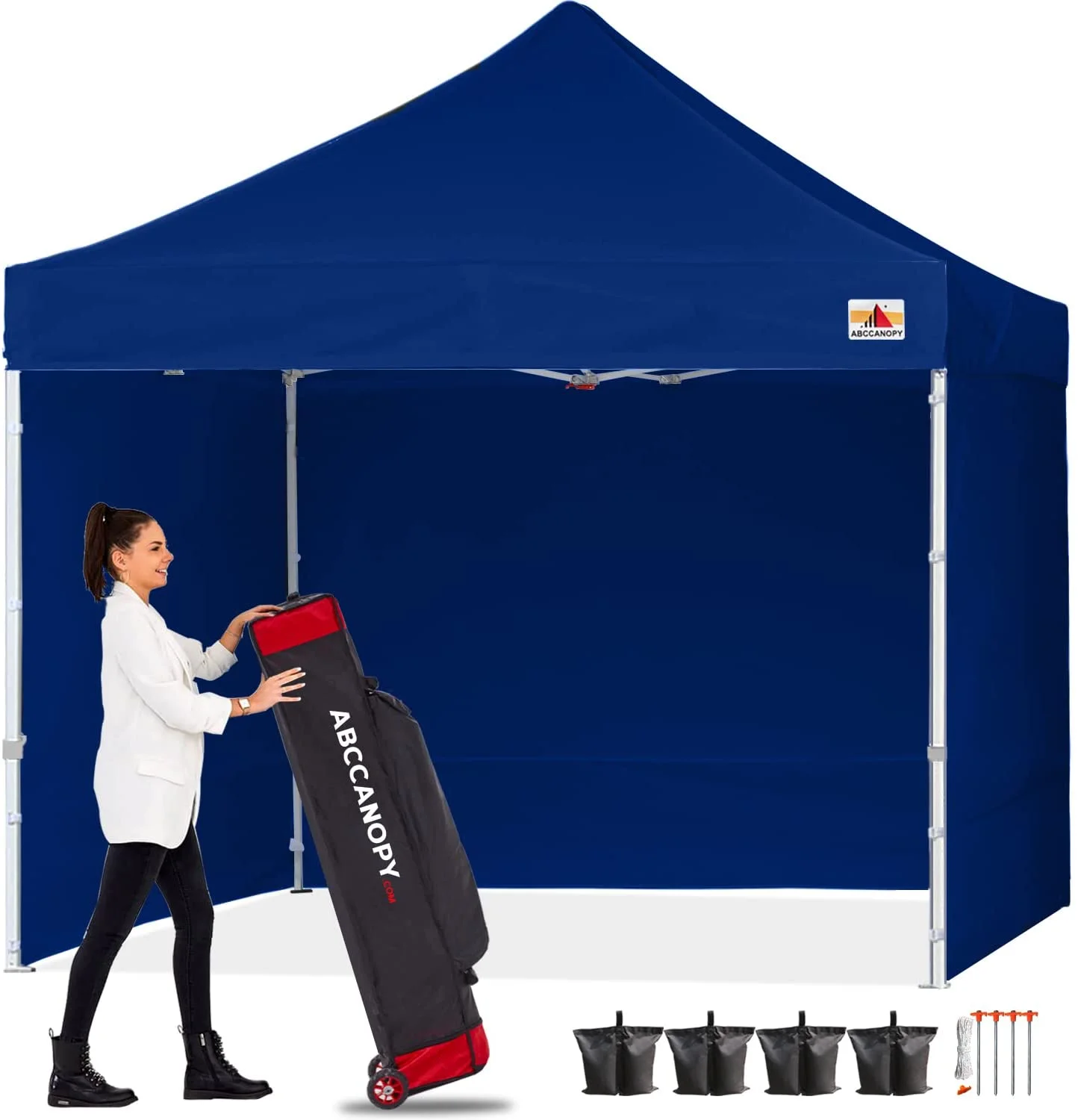 ABCCANOPY Ez Pop Up Canopy Tent with Sidewalls Commercial -Series, Navy Blue 8X8 navy blue