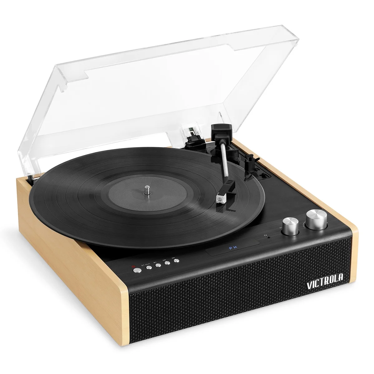 Victrola Eastwood 3-Speed Bluetooth Turntable with Built-in Speakers and Dust Cover | Upgraded Turntable Audio Sound | Black (VTA-72-BAM)