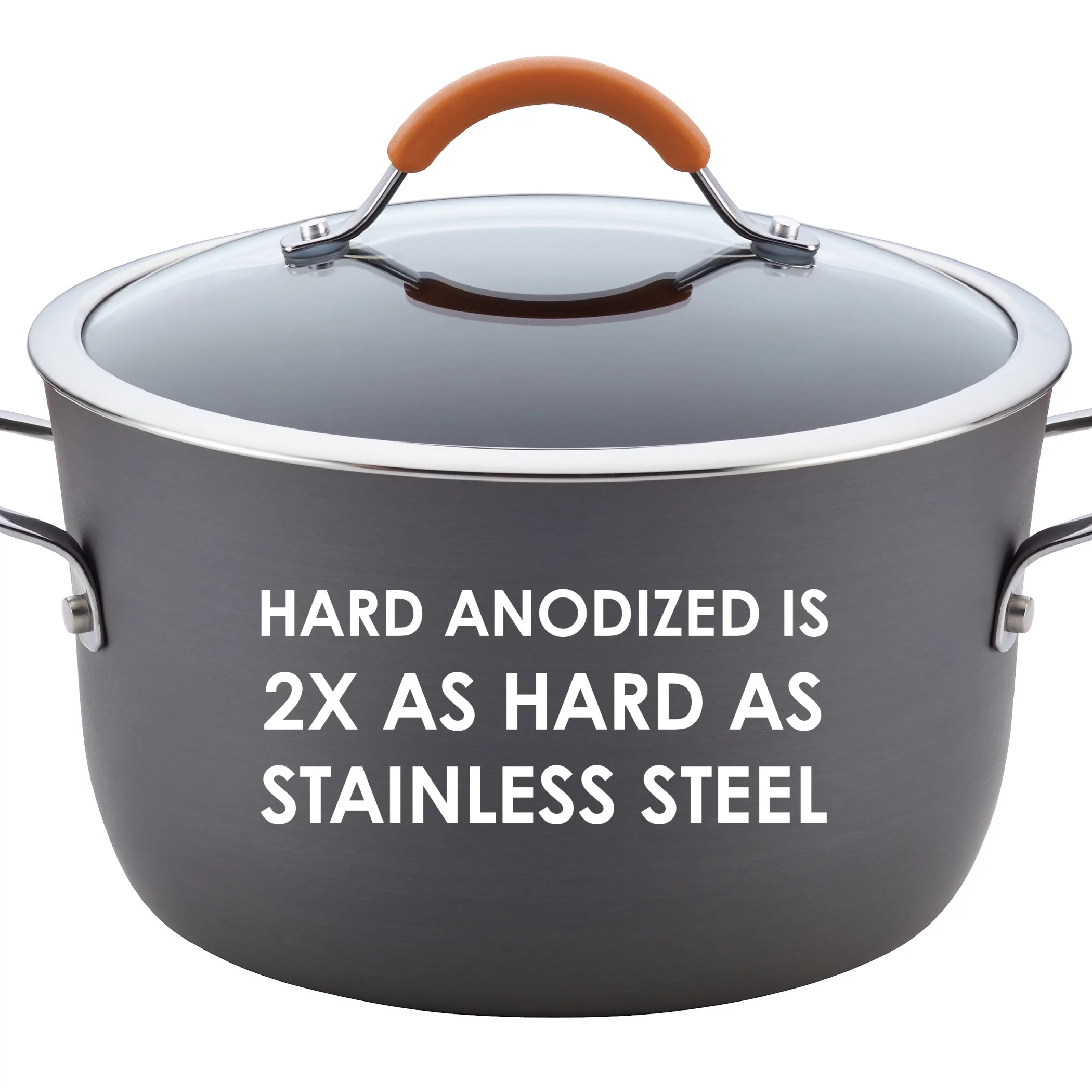 Rachael Ray Cucina 12 Piece Aluminum Nonstick Pots and Pans Set, Gray with Pumpkin Orange Handles