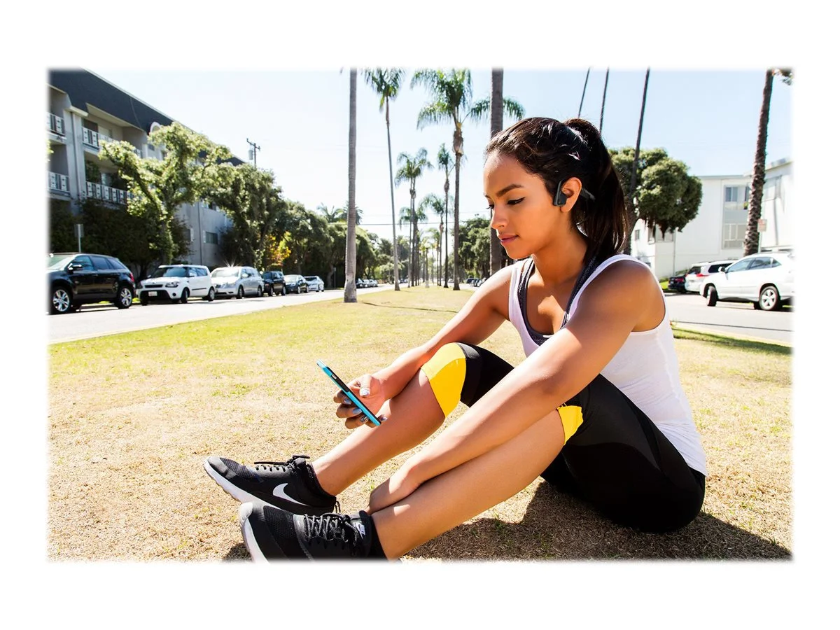 AfterShokz Trekz Titanium - Headphones with mic - open ear - behind-the-neck mount - Bluetooth - wireless - black