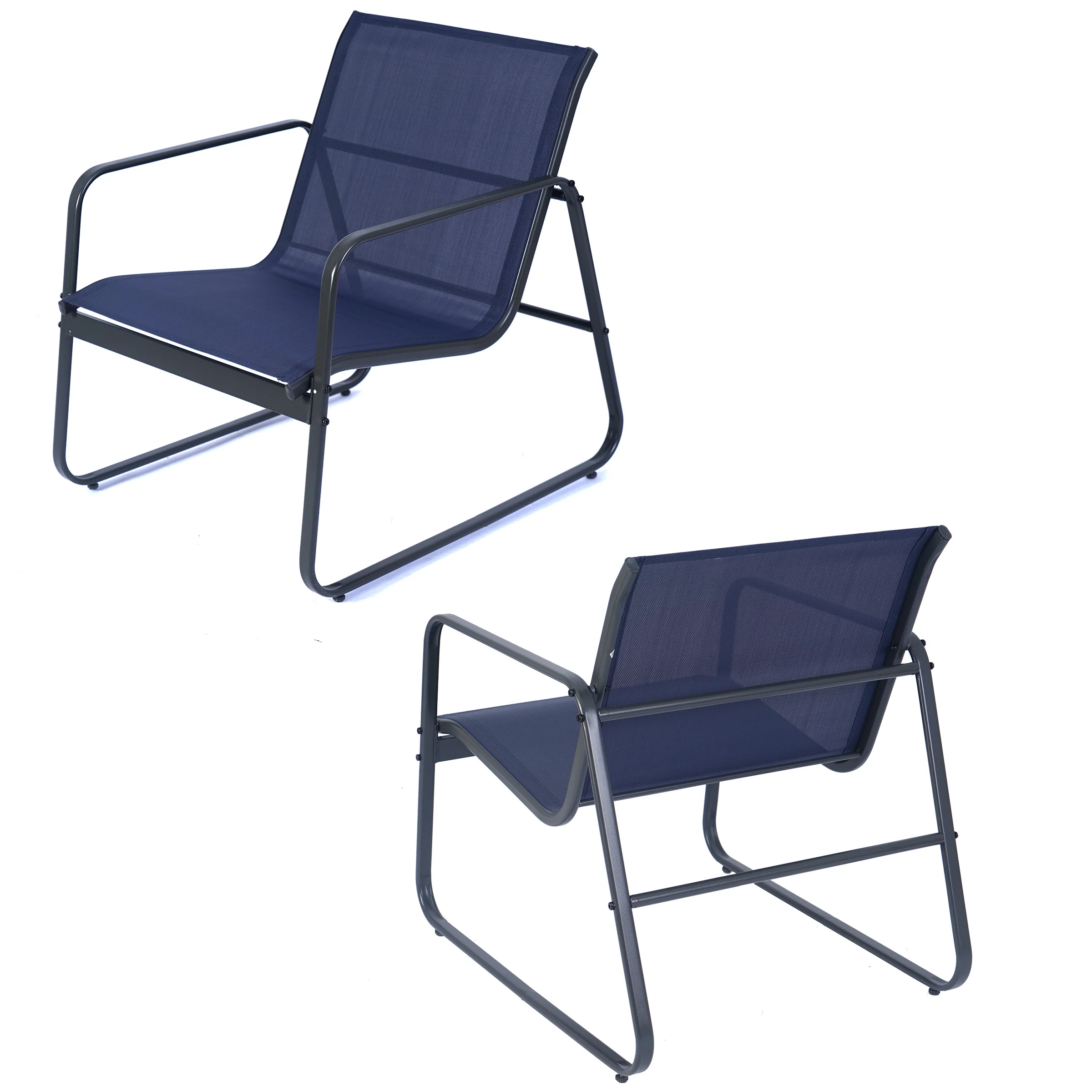 Kozyard Sofia Outdoor Metal Conversation Set 1 Love Seat, 2 Chairs and 1 Table ( Navy Blue )