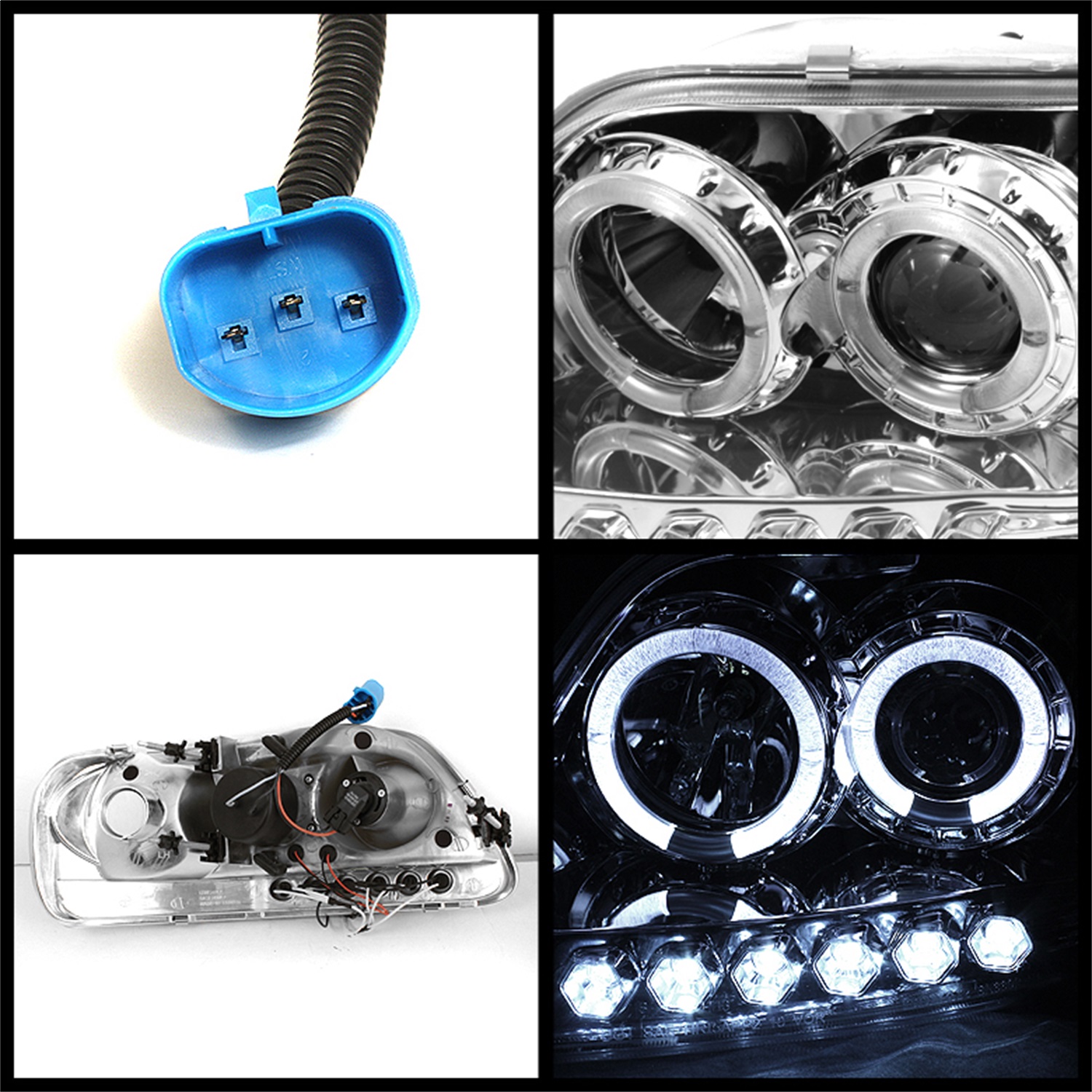 Spyder Ford F150 97-03 / Expedition 97-02 1PC Projector Headlights - ( Will Not Fit Manufacture Date Before 6/1997 ) - LED Halo - Amber Reflector - L
