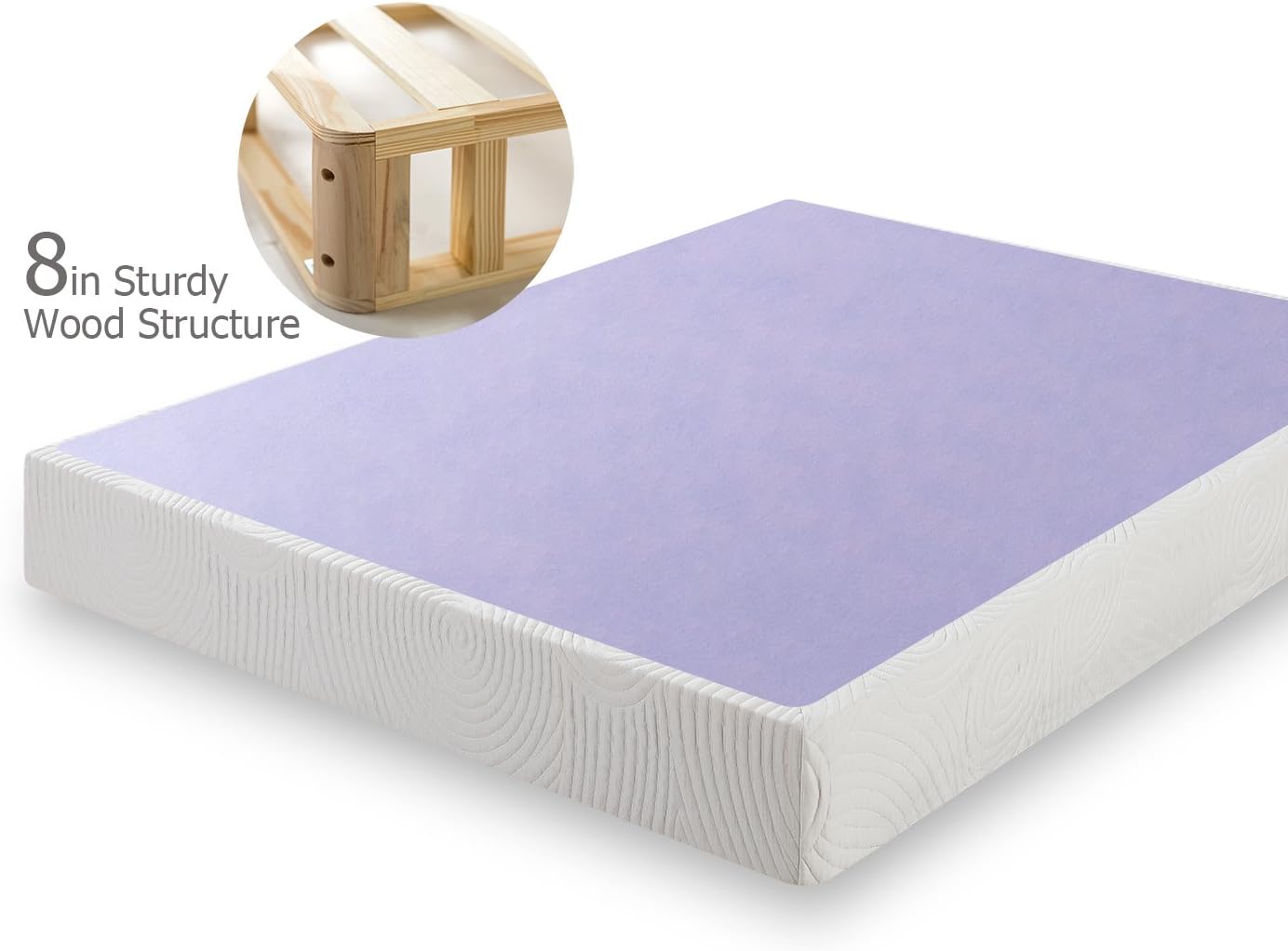 Zinus Edgar 8 Inch Wood Box Spring / Mattress Foundation / Sturdy Wood Structure / High Profile / Easy Assembly, Full Full 8 Inch Box Spring