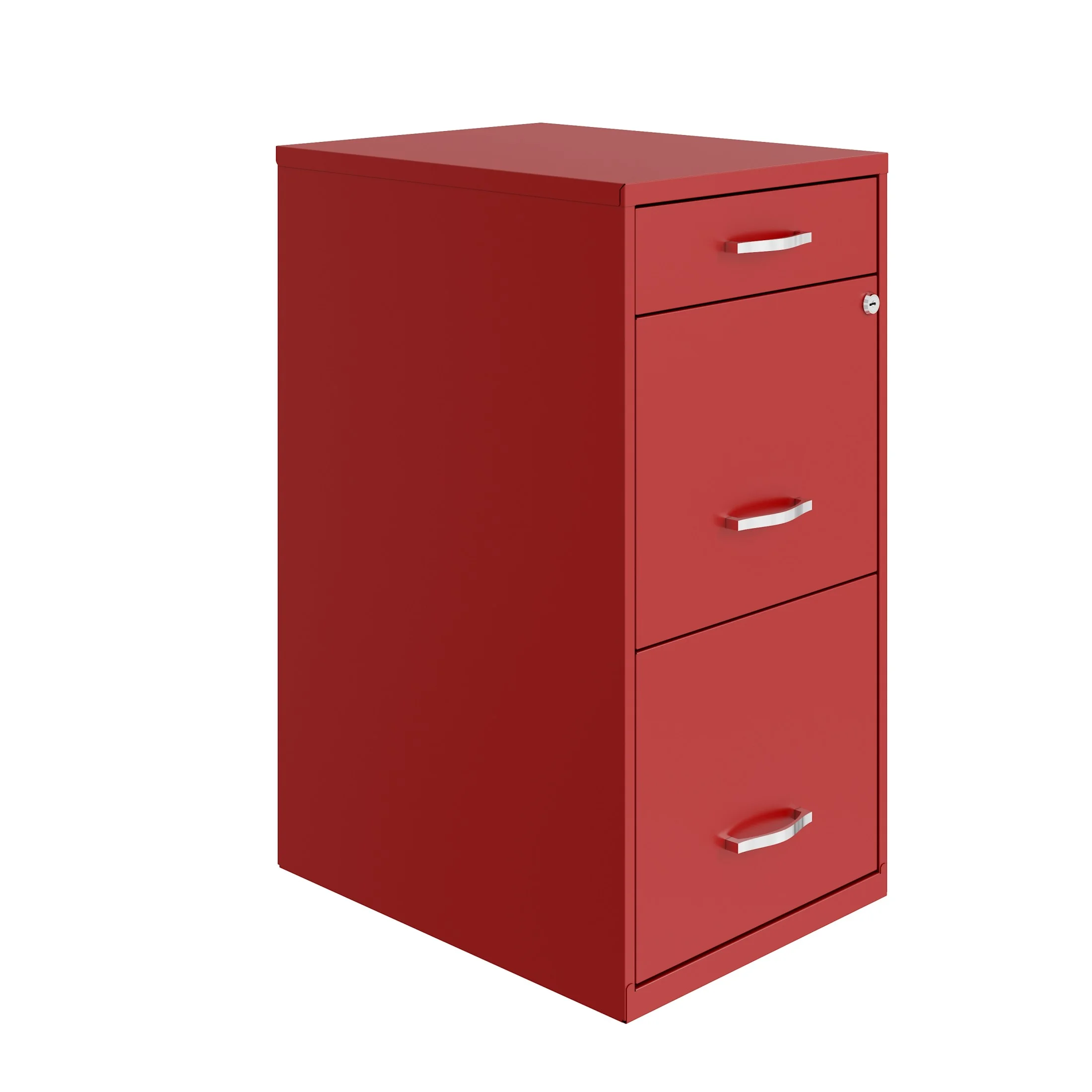 Space Solutions 3 Drawer Letter Width Vertical File Cabinet with Pencil Drawer, Red