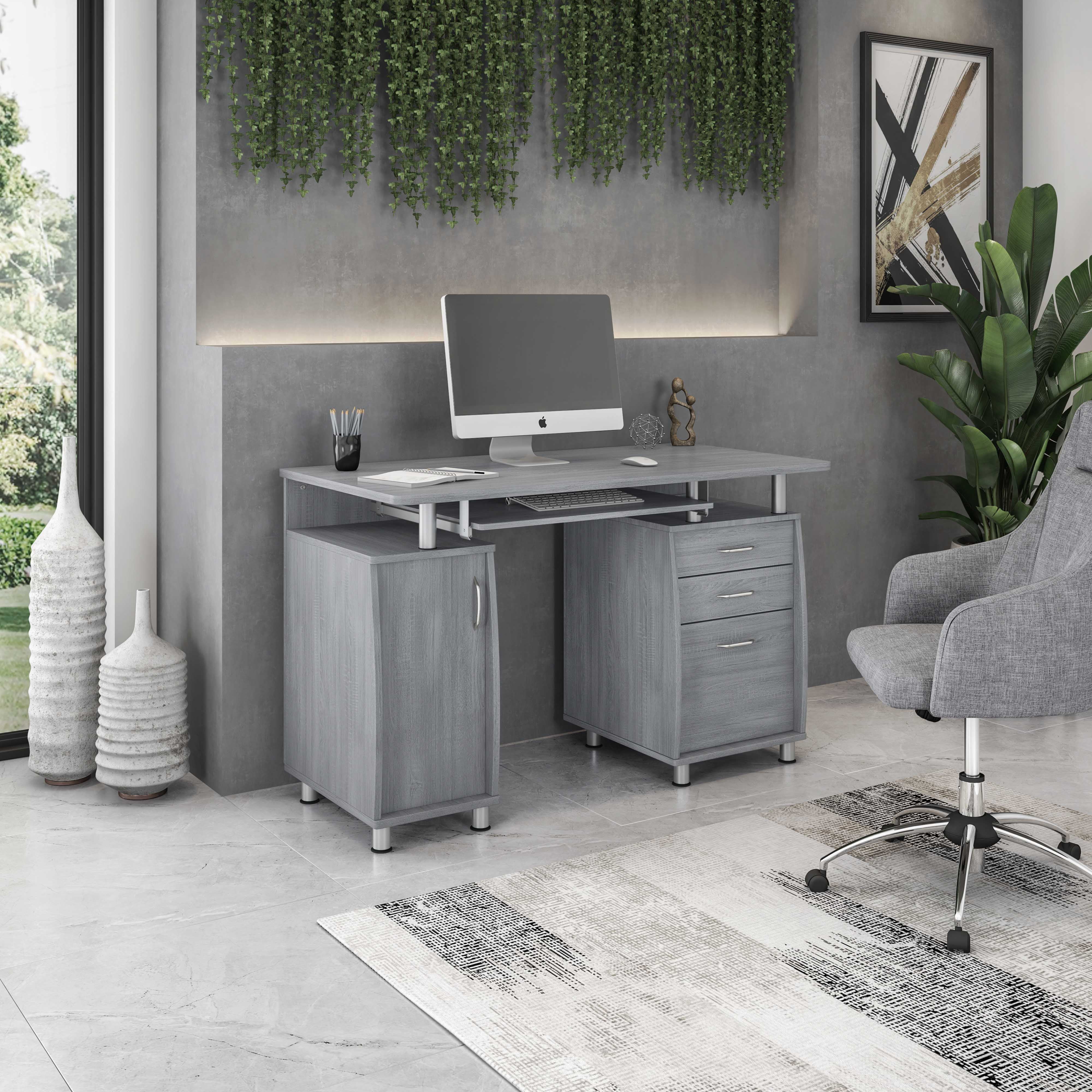 Techni Mobili Complete Adult Computer Workstation with Cabinet and Drawers, 30