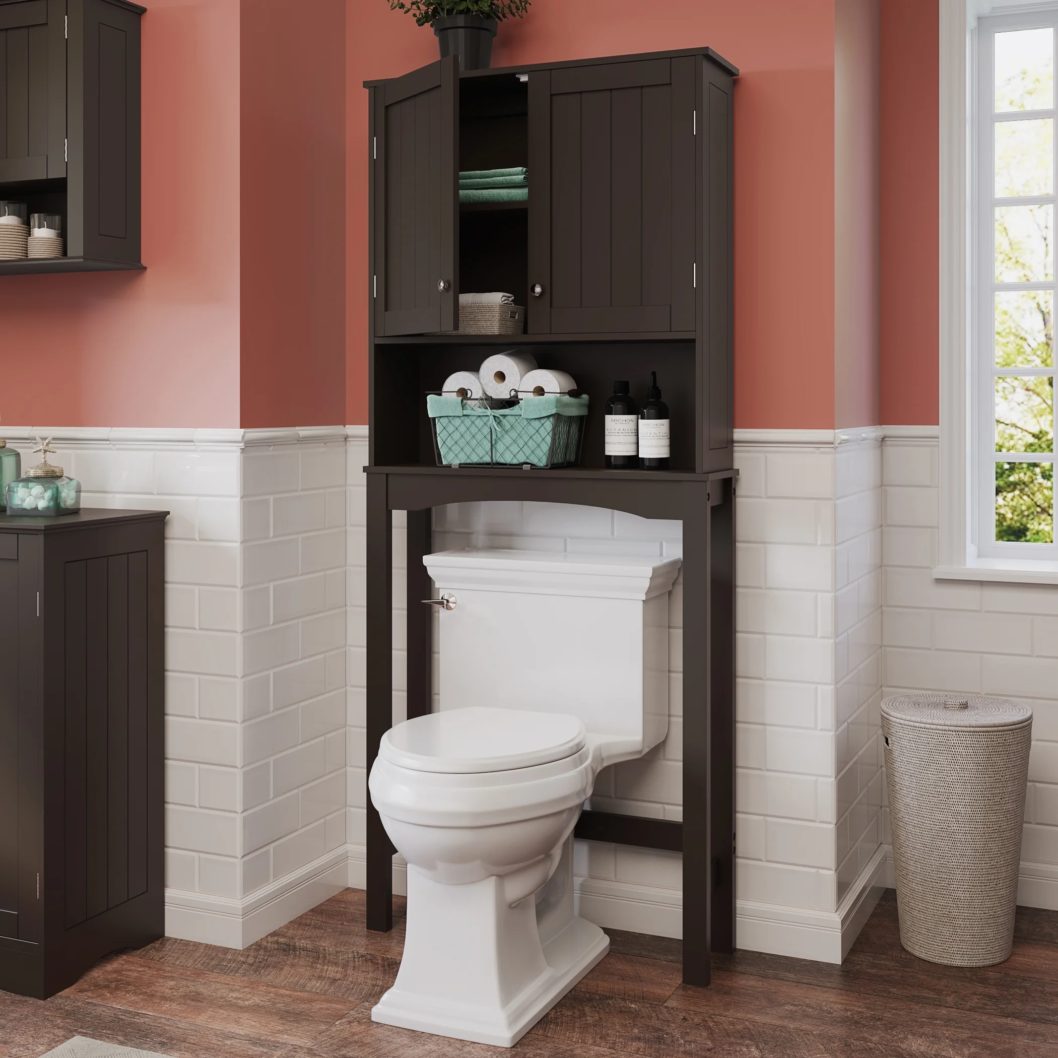 RiverRidge Ashland Over the Toilet Bathroom Spacesaver Wall Medicine Storage Cabinet with Adjustable Shelf - Espresso