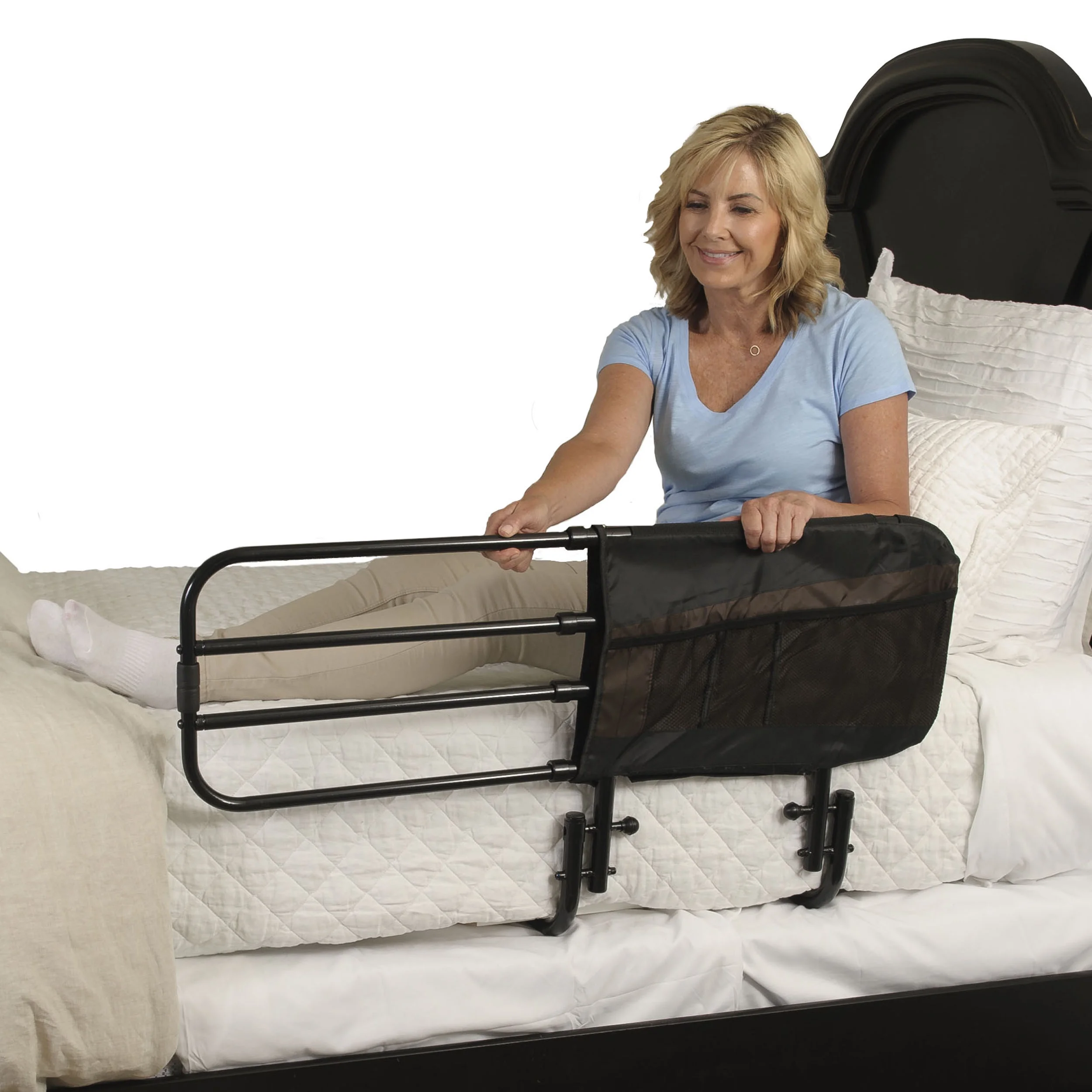 Stander EZ Adjust Bed Rail for Seniors, Adjustable Adult Bed Rail and Elderly Bed Assist Grab Bar