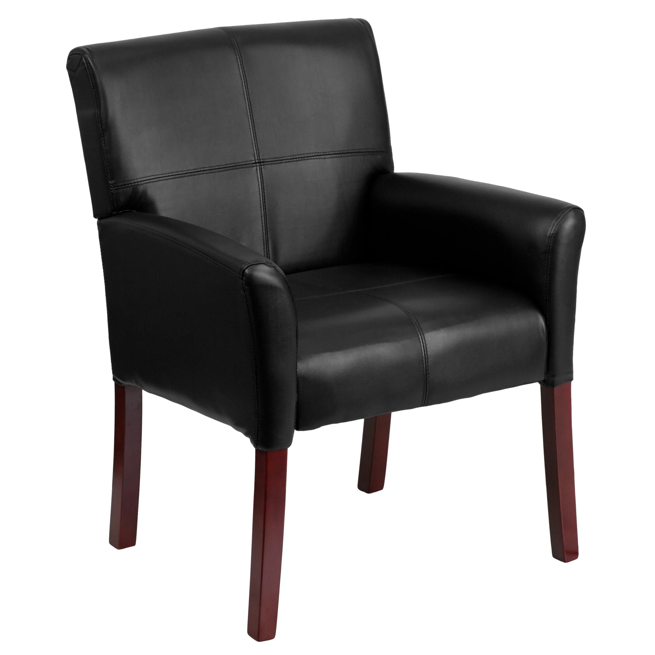 Flash Furniture Taylor LeatherSoft Upholstered Ergonomic Executive Side Reception Chair, Black