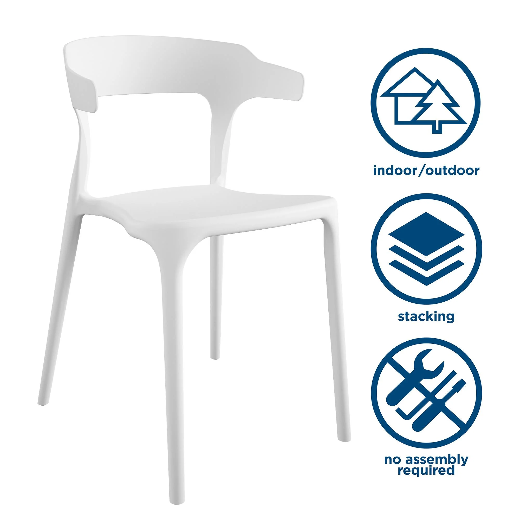 Novogratz Poolside Collection, Felix Stacking Dining Chairs, Indoor/Outdoor, 4-Pack, White