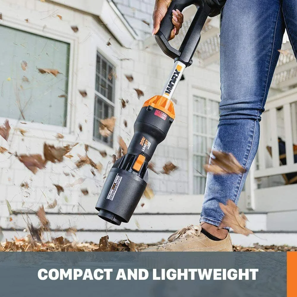 Worx WG543 LeafJet Cordless Leaf Blower, Sonic Turbine Fan, 410 CFM, 20-Volt Battery - Quantity 1