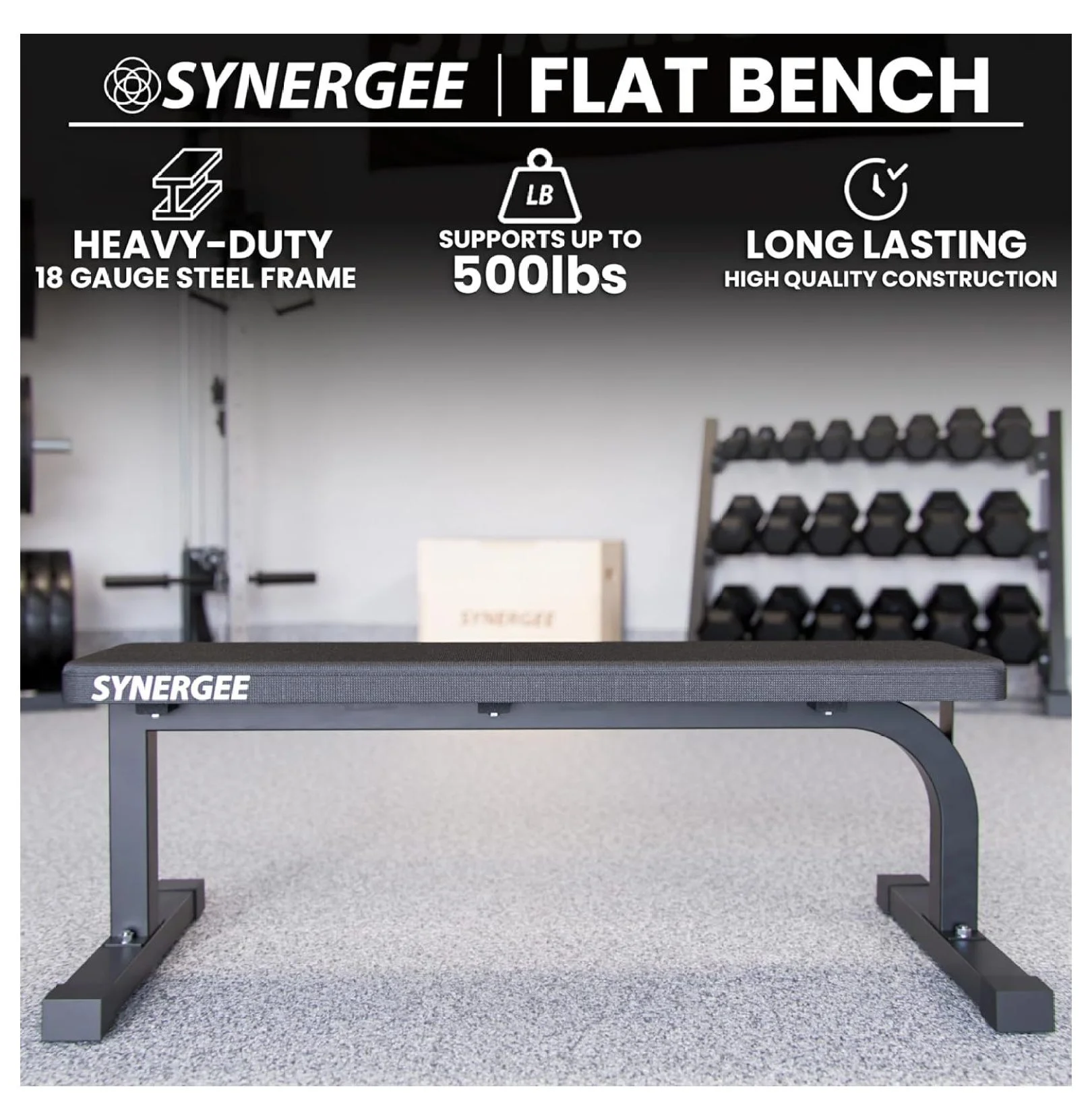 Flat Bench Workout Bench –Perfect for Pressing Exercises – Weight Bench for Dumbbell & Barbell Press Workouts – Great for , Garage and Home Gym