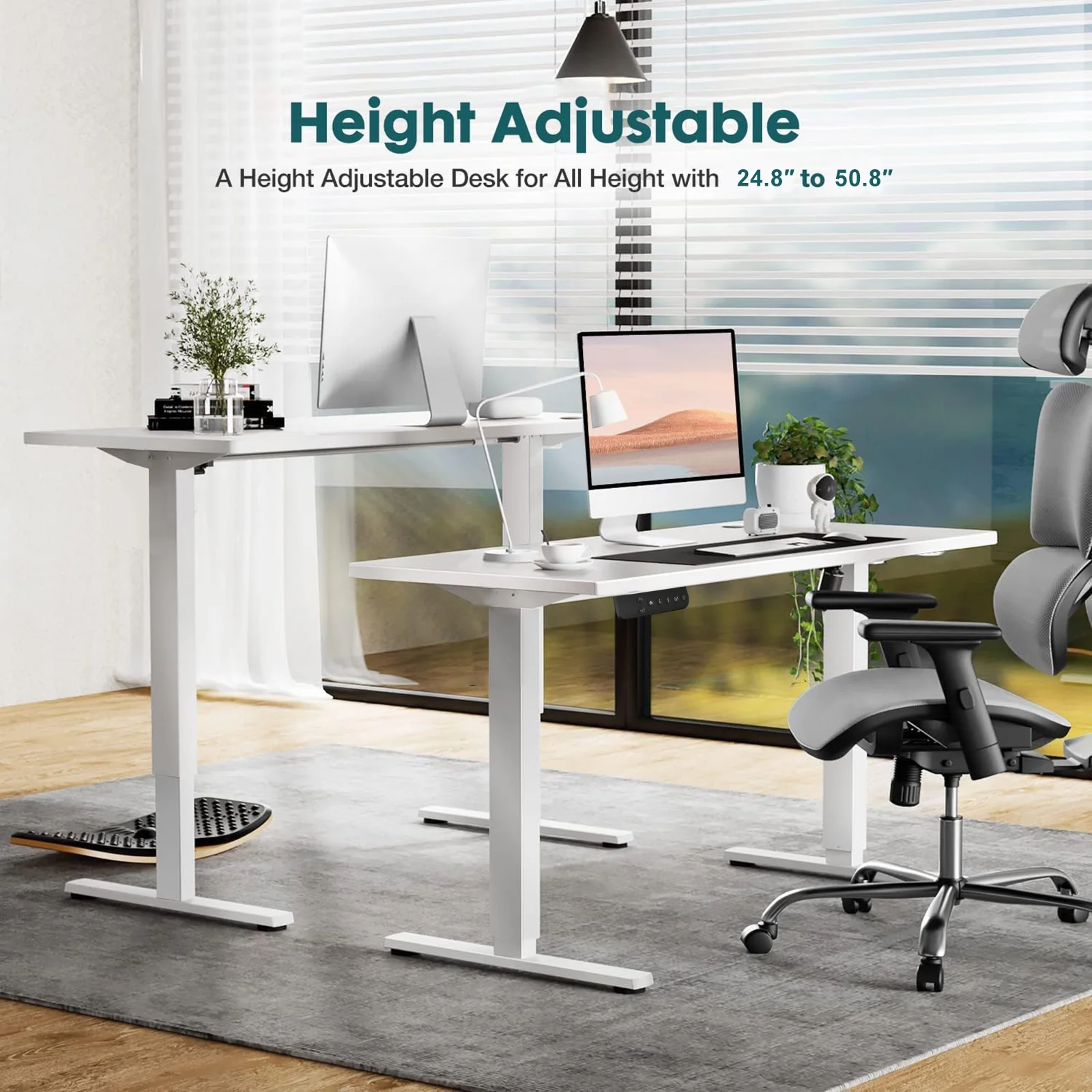 UNIFULL Standing Desk,Electric Height Adjustable Desk 48 x 24 Inches Sit Stand Desk Home Office Desk Whole-Piece Desk Board