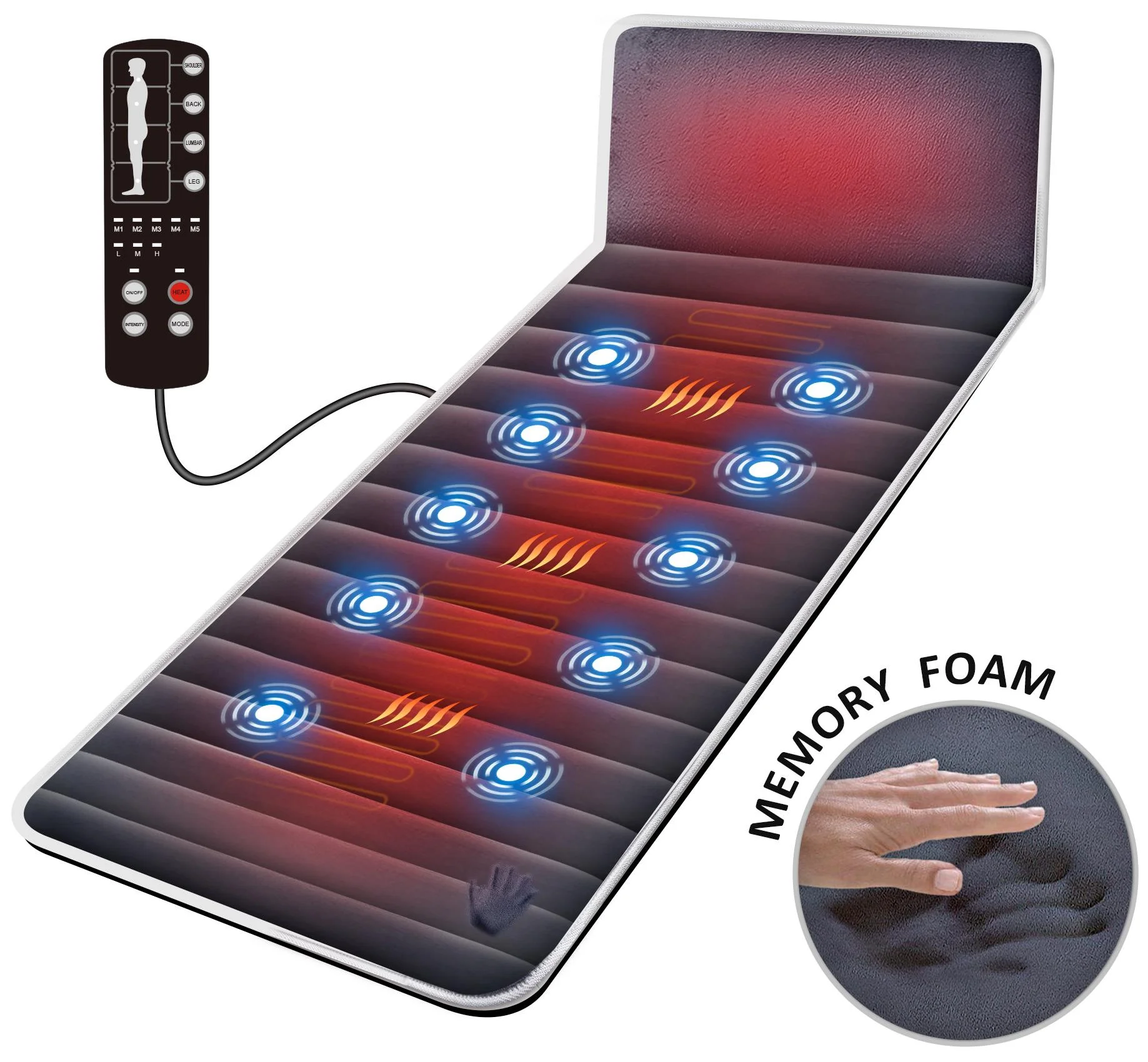 Snailax Memory Foam Massage Mat, Back Massage pad with Vibration Motors & Therapy Heating pad