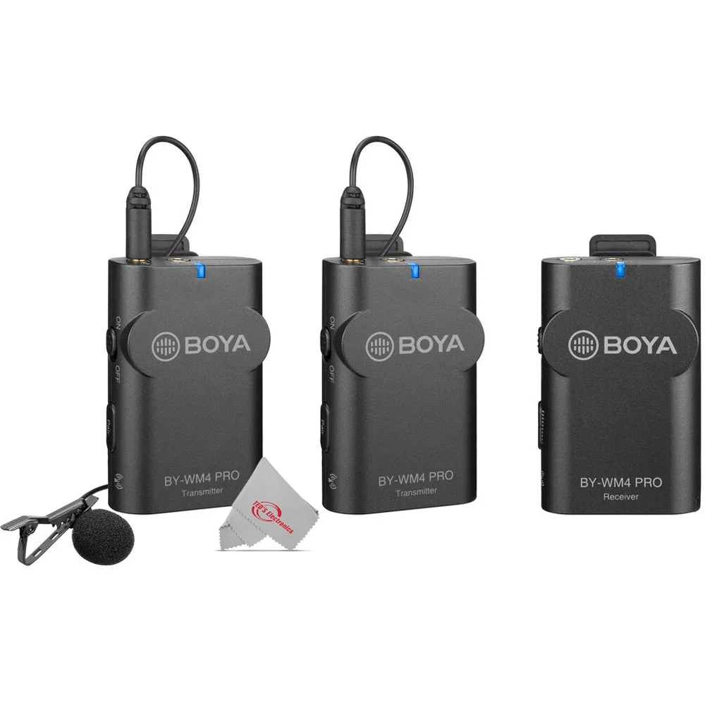 Boya BY-WM4 PRO-K2 Two-Person Digital Camera-Mount Wireless Omni Lavalier Microphone System (2.4 GHz)