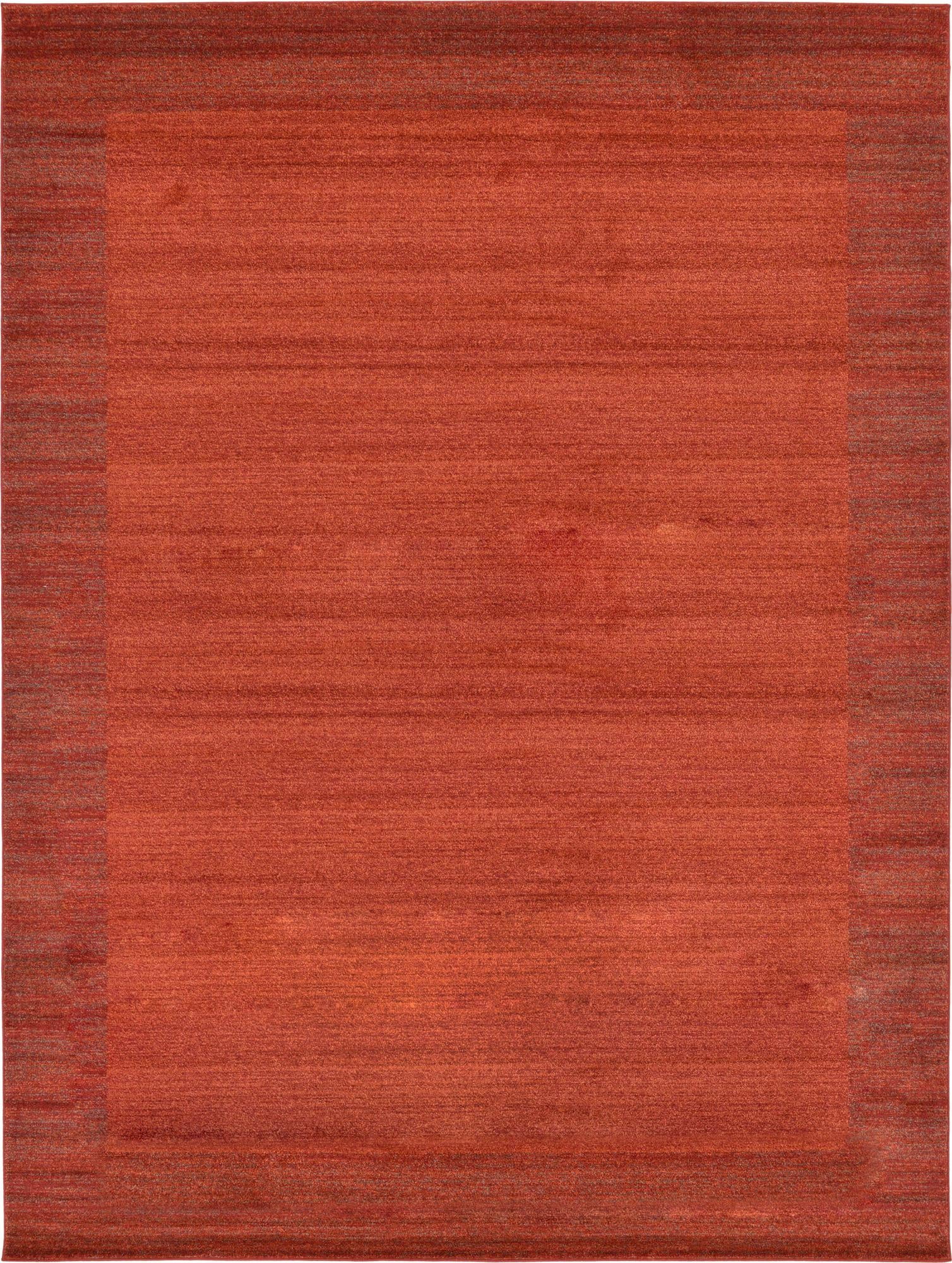 Unique Loom Abigail Del Mar Rug Terracotta/Red 9' x 12' Rectangle Solid Contemporary Perfect For Living Room Bed Room Dining Room Office
