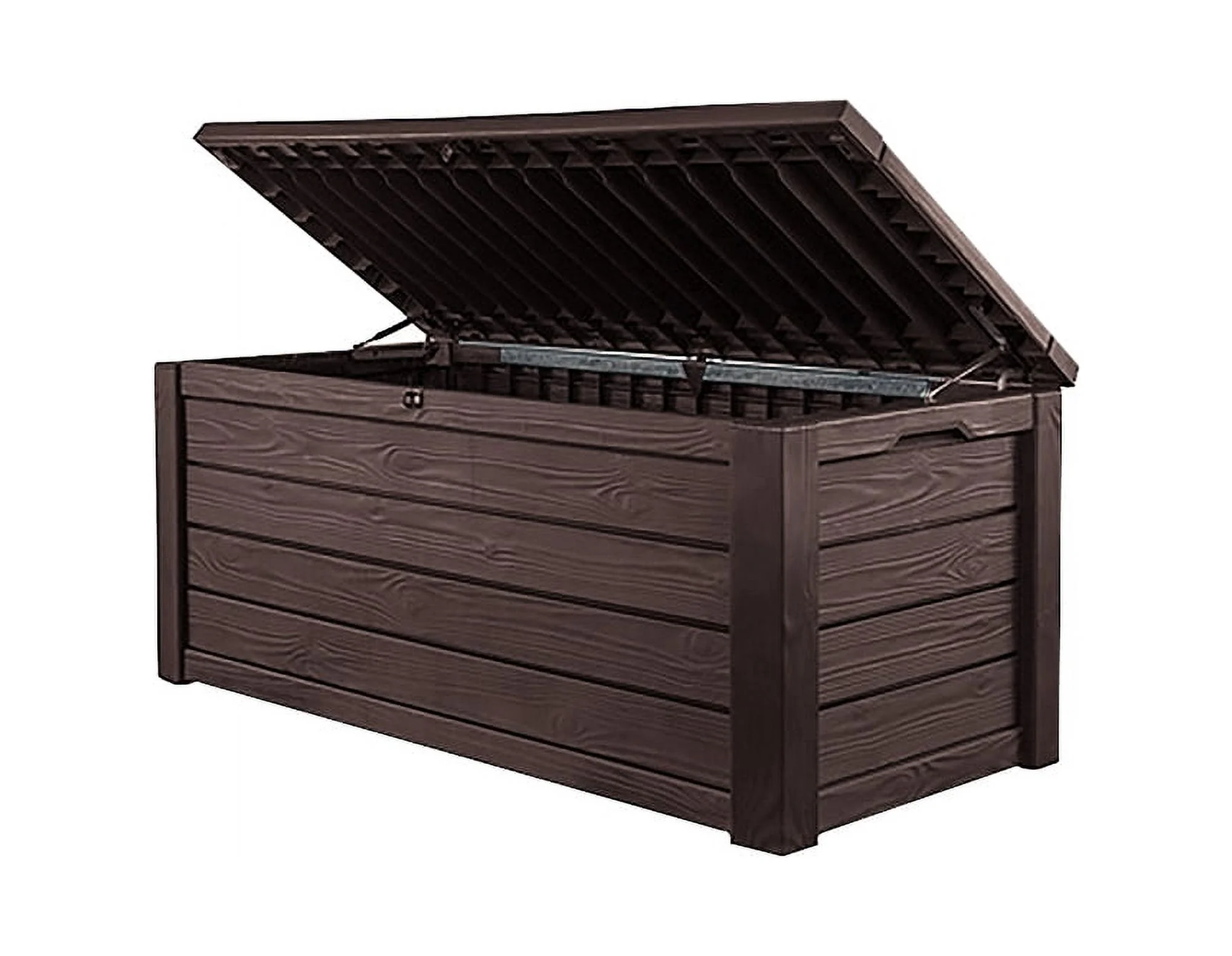 Keter Eastwood 150 Gallon Durable Weatherproof Resin Deck Box Organization and Storage for Outdoor Patio and Lawn, Brown
