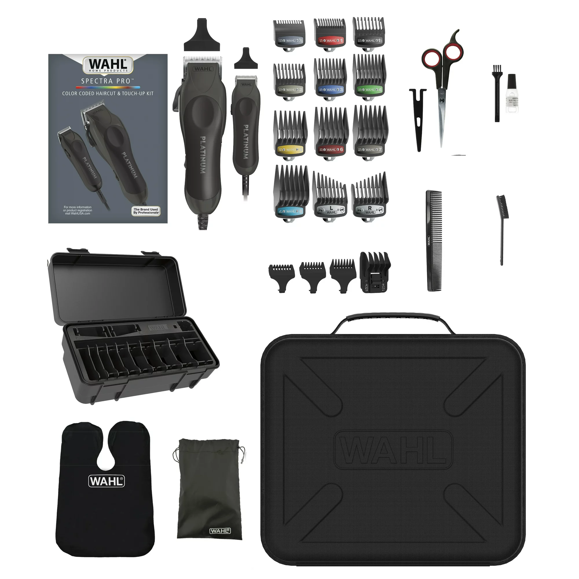 Wahl Pro Series Platinum Combo Kit for Men or Women, Premium Hair Clipper Black/ Corded 79804-100