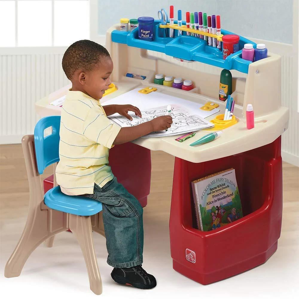 Step2 Deluxe Art Master Kids Desk, Toddler Activity Table and Chair, Craft Table with Storage, Ages 3+ Years Old