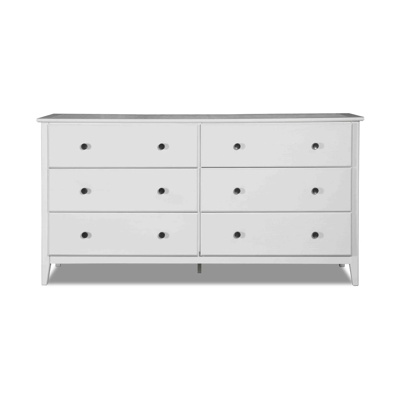 Grain Wood Furniture Greenport 6-Drawer Bedroom Dresser, Solid Wood with a Brushed White Finish