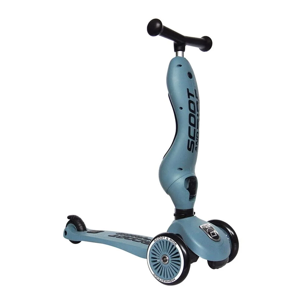 Scoot & Ride - Highwaykick 1 Children Adjustable Seated or Standing 2-in-1 Scooter Including Safety Pad for Tip Prevention - for Ages 1-5:Steel