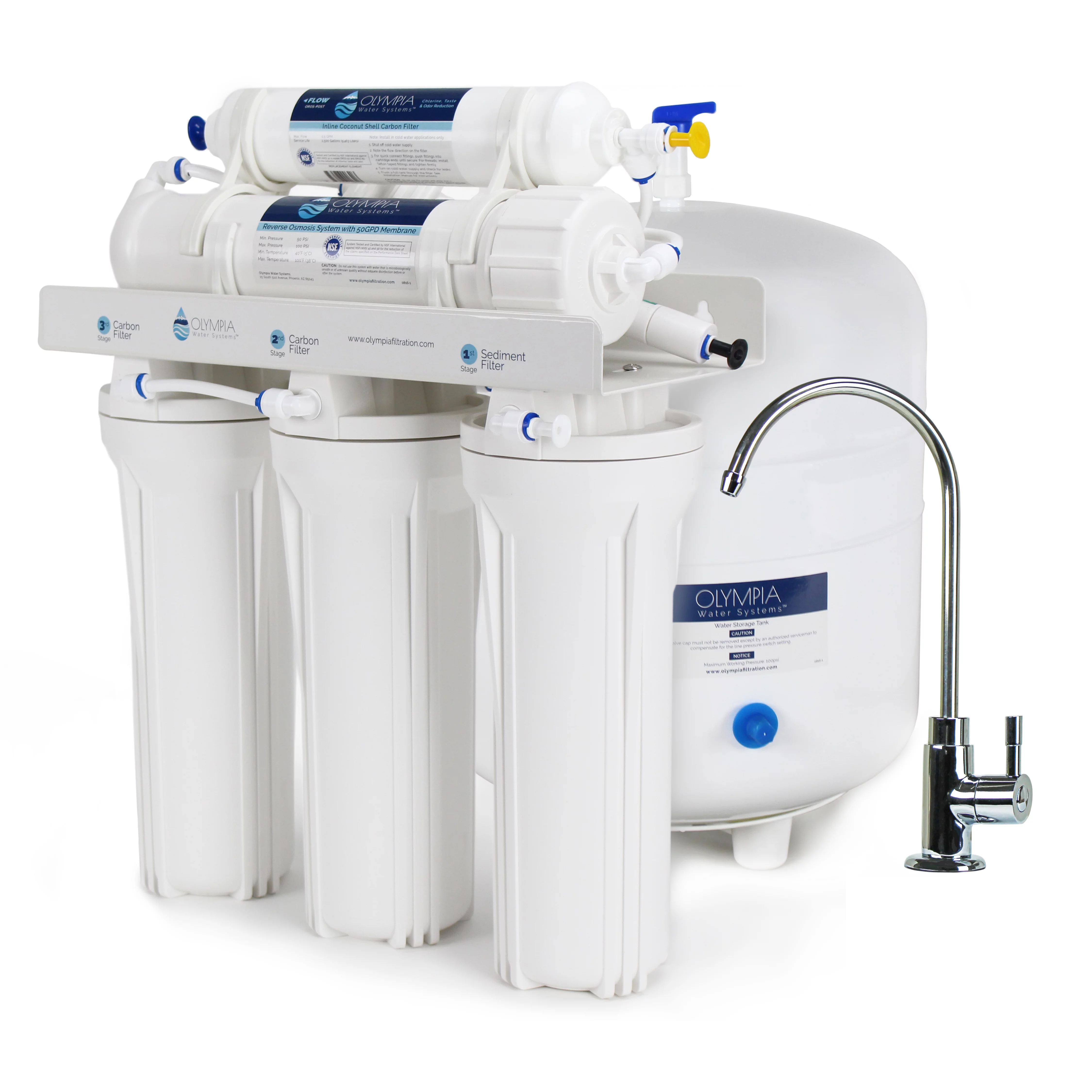 Olympia Water Systems 5-Stage Reverse Osmosis Water Filtration System with 50GPD Membrane