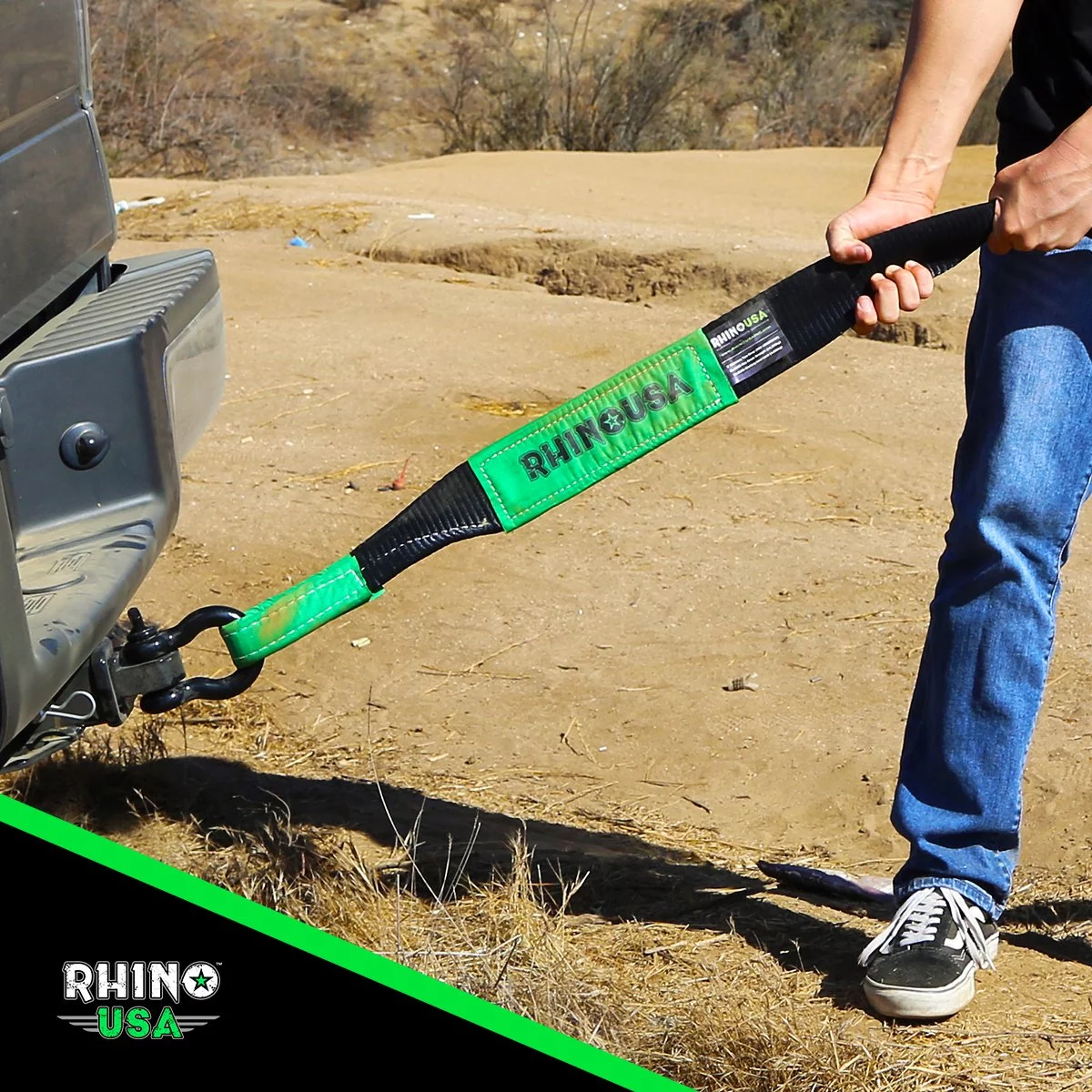Rhino USA 20' Tow Strap & Shackle Hitch Receiver Combo - Exterior Automotive Accessories