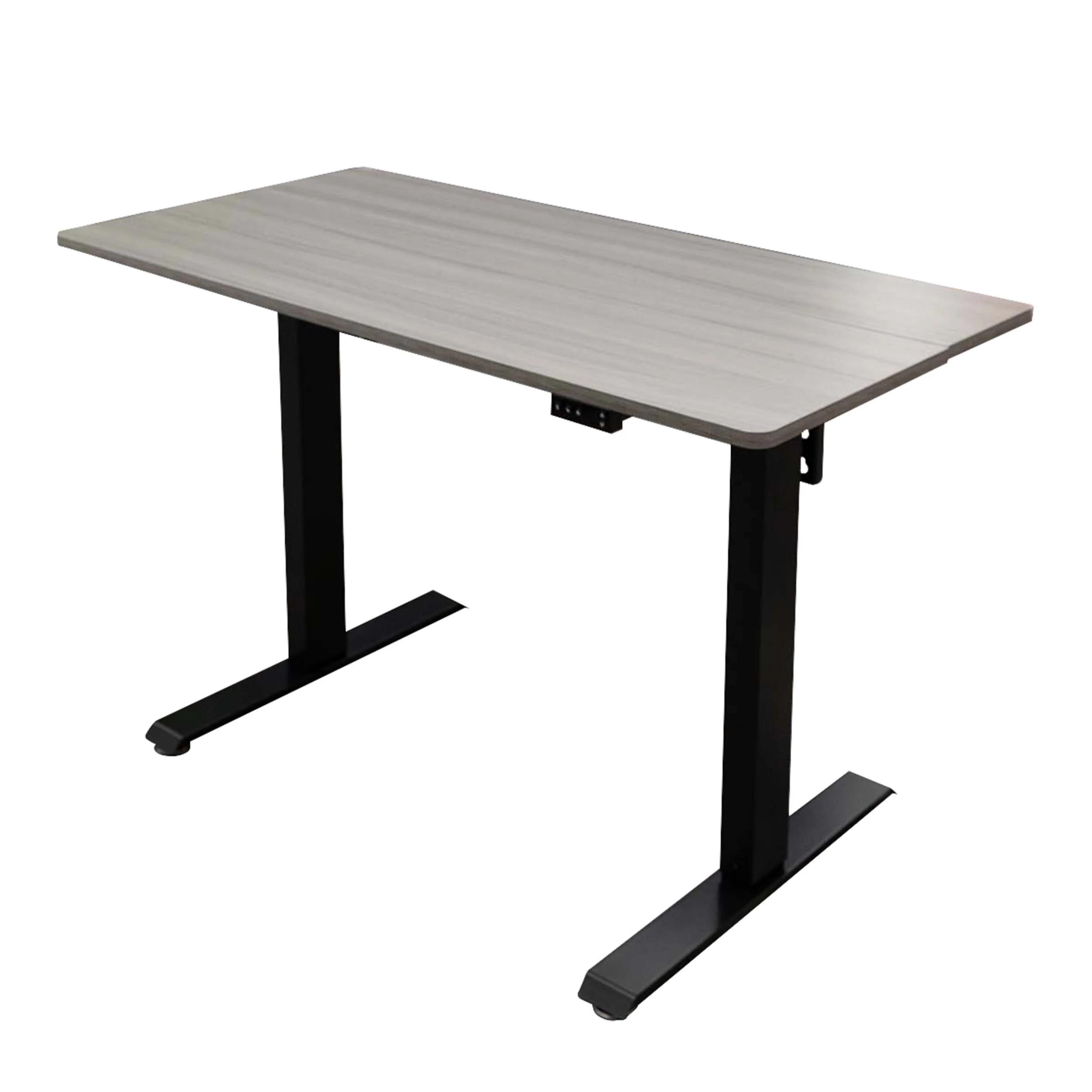 Stand Up Desk Store Programmable Electric Two-Tier Compact Standing Desk (Black Frame/Smoky Pine Desktop, 48” Wide)