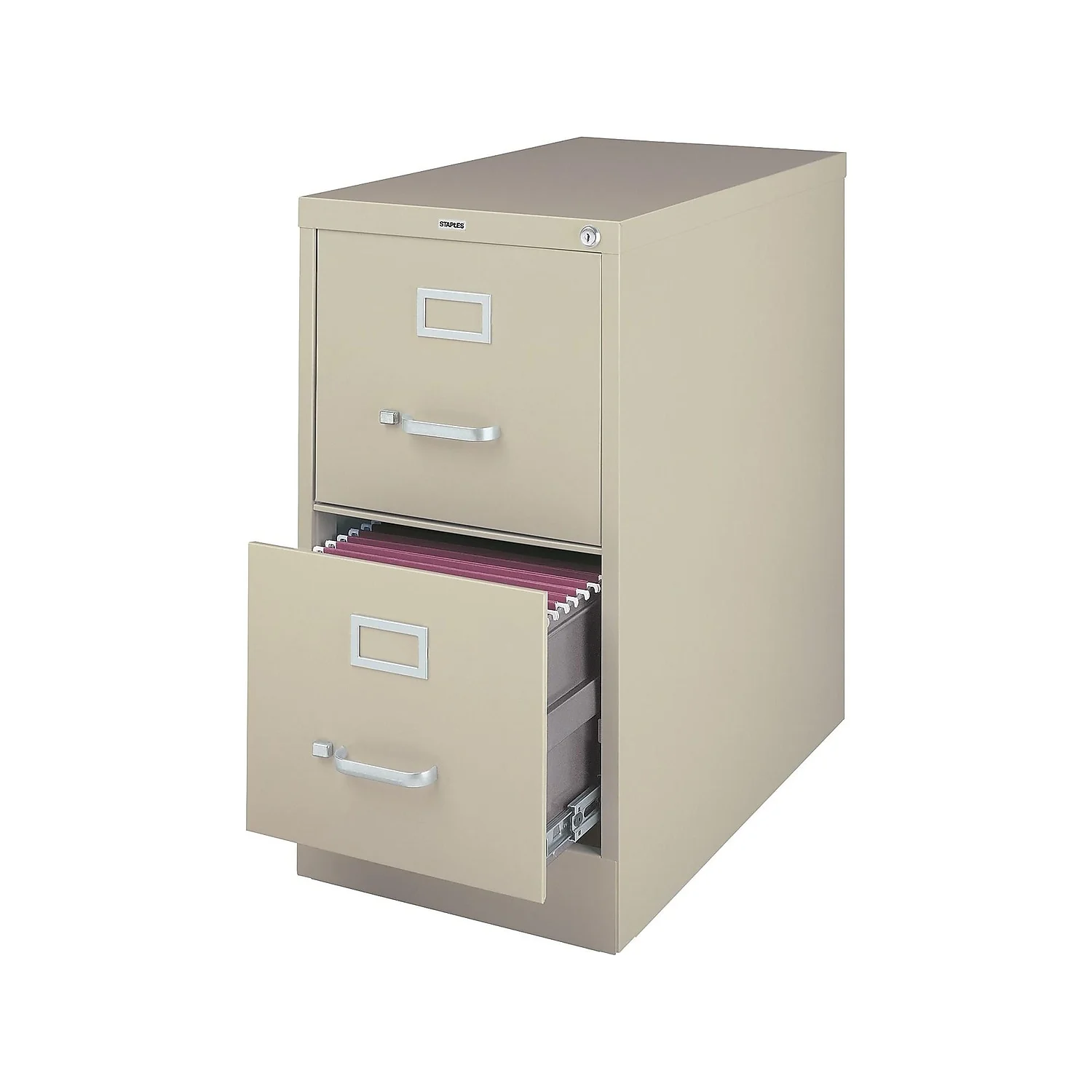 MyOfficeInnovations 2-Drawer Vertical File Cabinet Locking Letter Putty/Beige 26.5