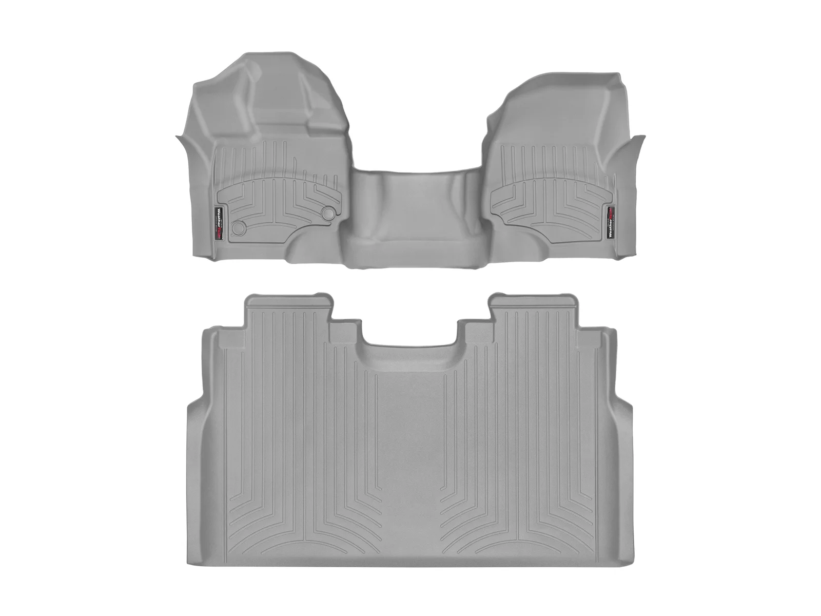 WeatherTech Custom Fit FloorLiners compatible with 2015-2020 Ford F-150 - 1st Row Over-The-Hump & 2nd Row, Grey