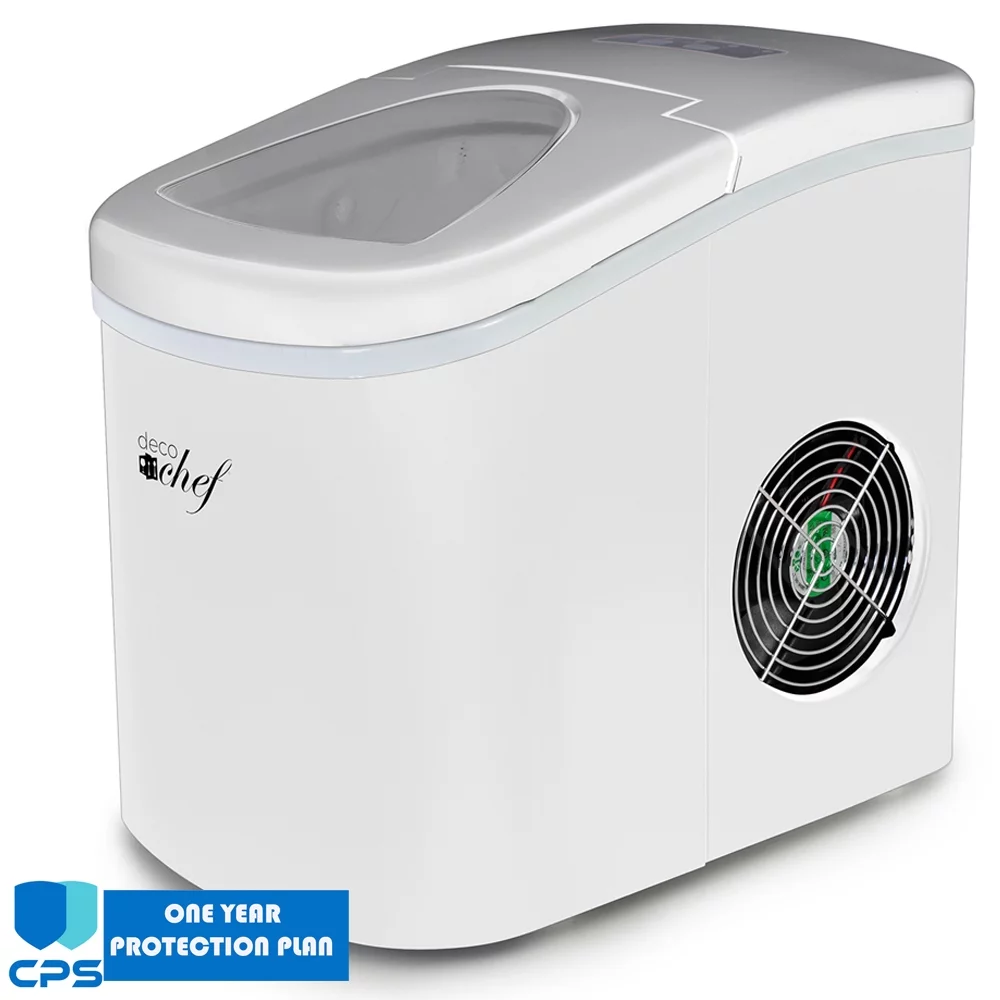 Deco Chef IMWHT Compact Electric Ice Maker White Bundle with 1 Year Extended Protection Plan